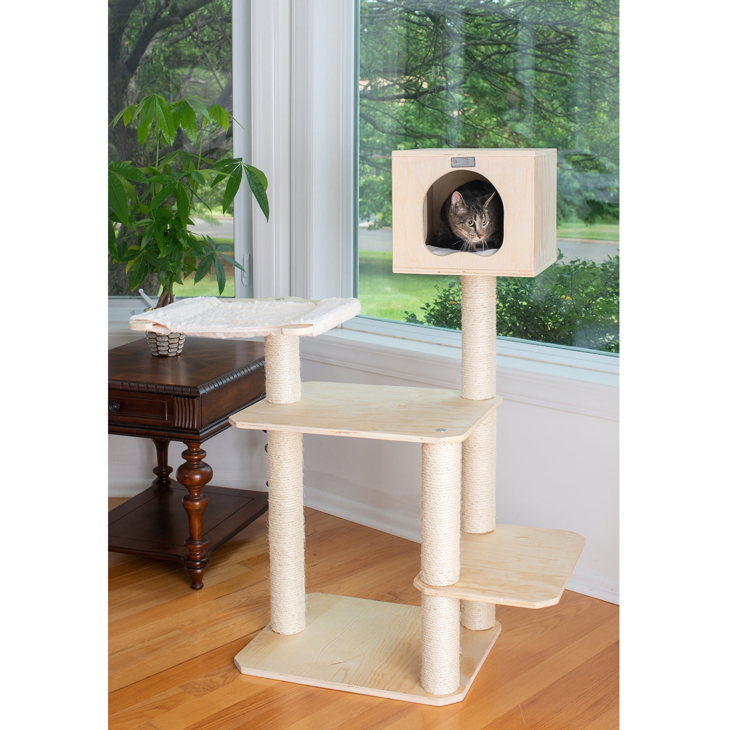 Armarkat Model Premium Scotch Pine, Solid Wood,real wood Cat Tree, 50" Tall S5103