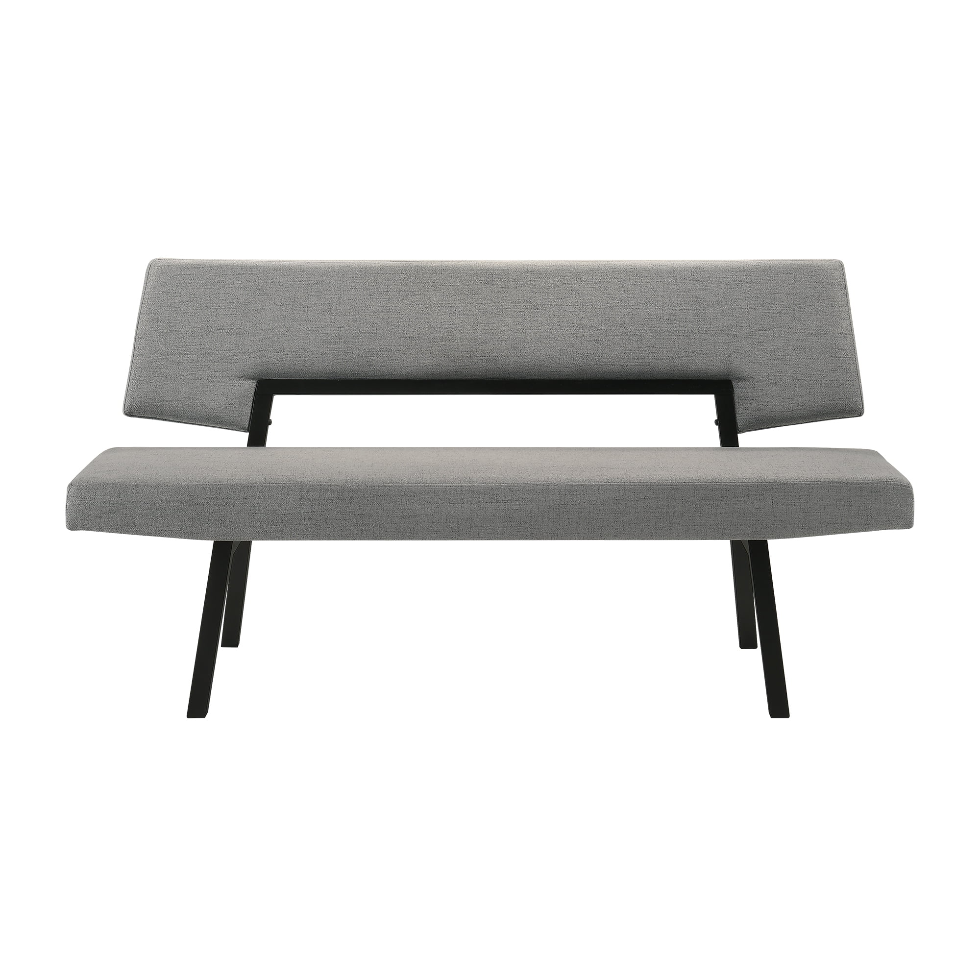 Channell Wood Dining Bench in Black Finish with Charcoal Fabric