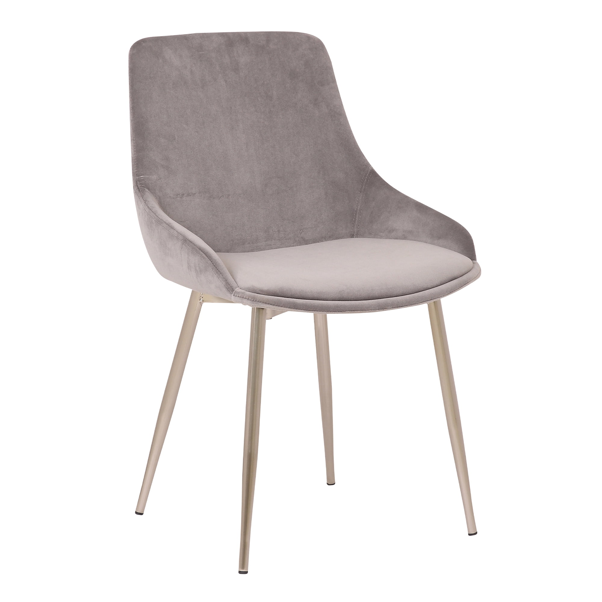 Heidi Gray Velvet Dining Accent Chair with Chrome Metal Legs