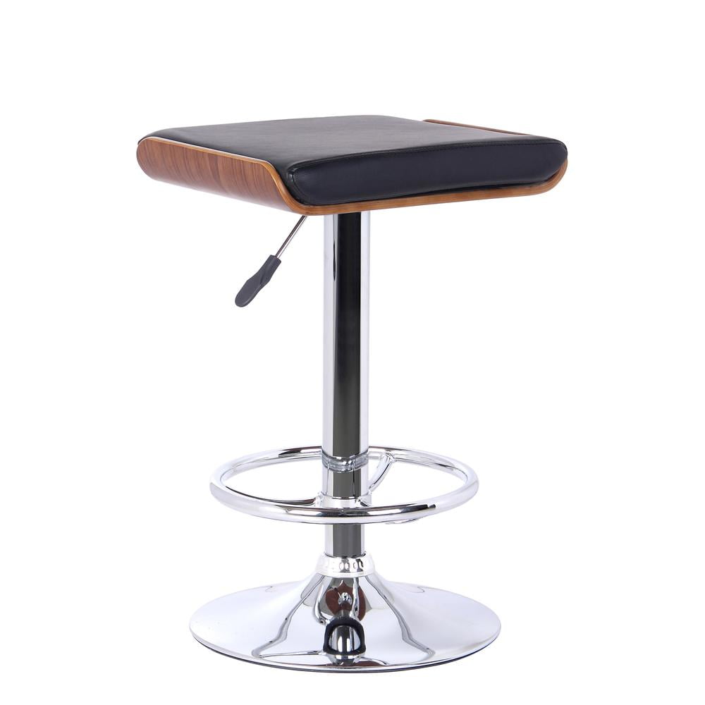 Armen Living Java 33" Contemporary Faux Leather & Metal Bar Stool in Black