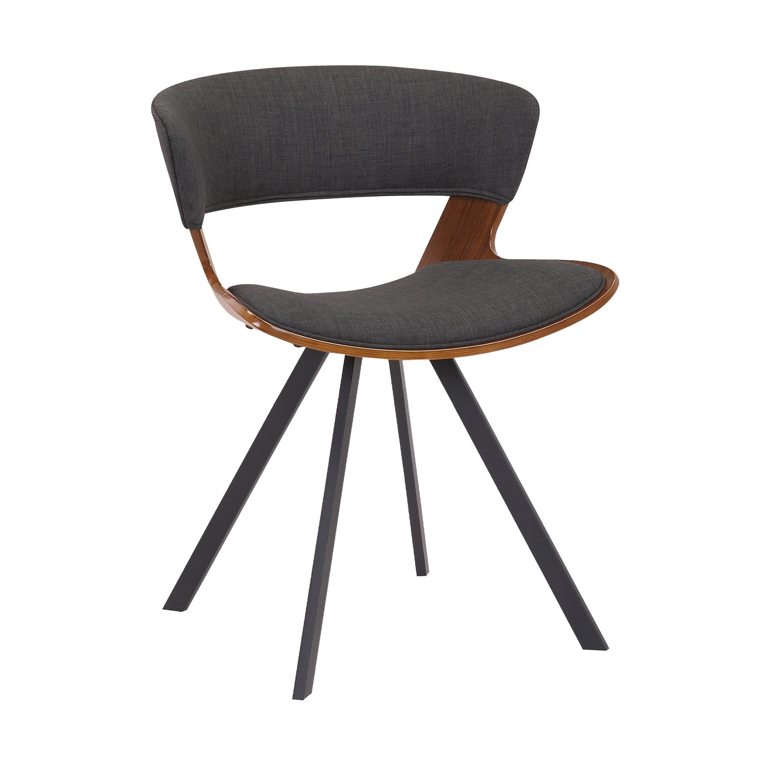 Ulric Wood and Metal Modern Dining Room Accent Chair in Charcoal Gray