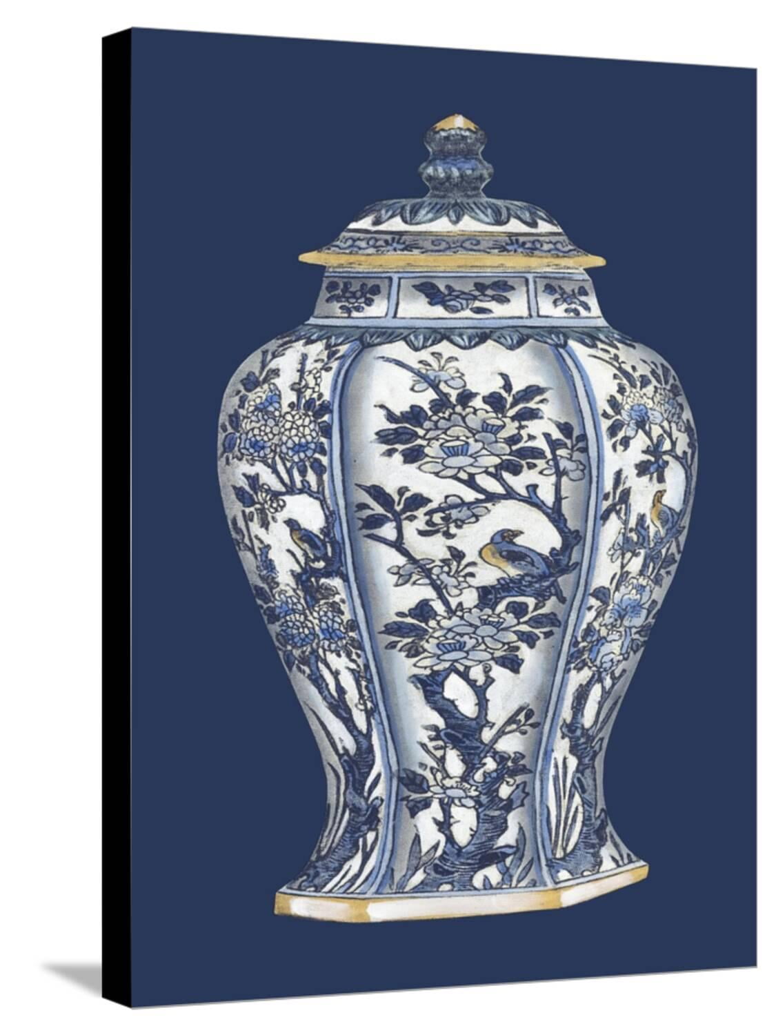 Art.com Blue and White Porcelain Vase II Stretched Canvas Print Wall Art by Vision Studio, 18" x 24"