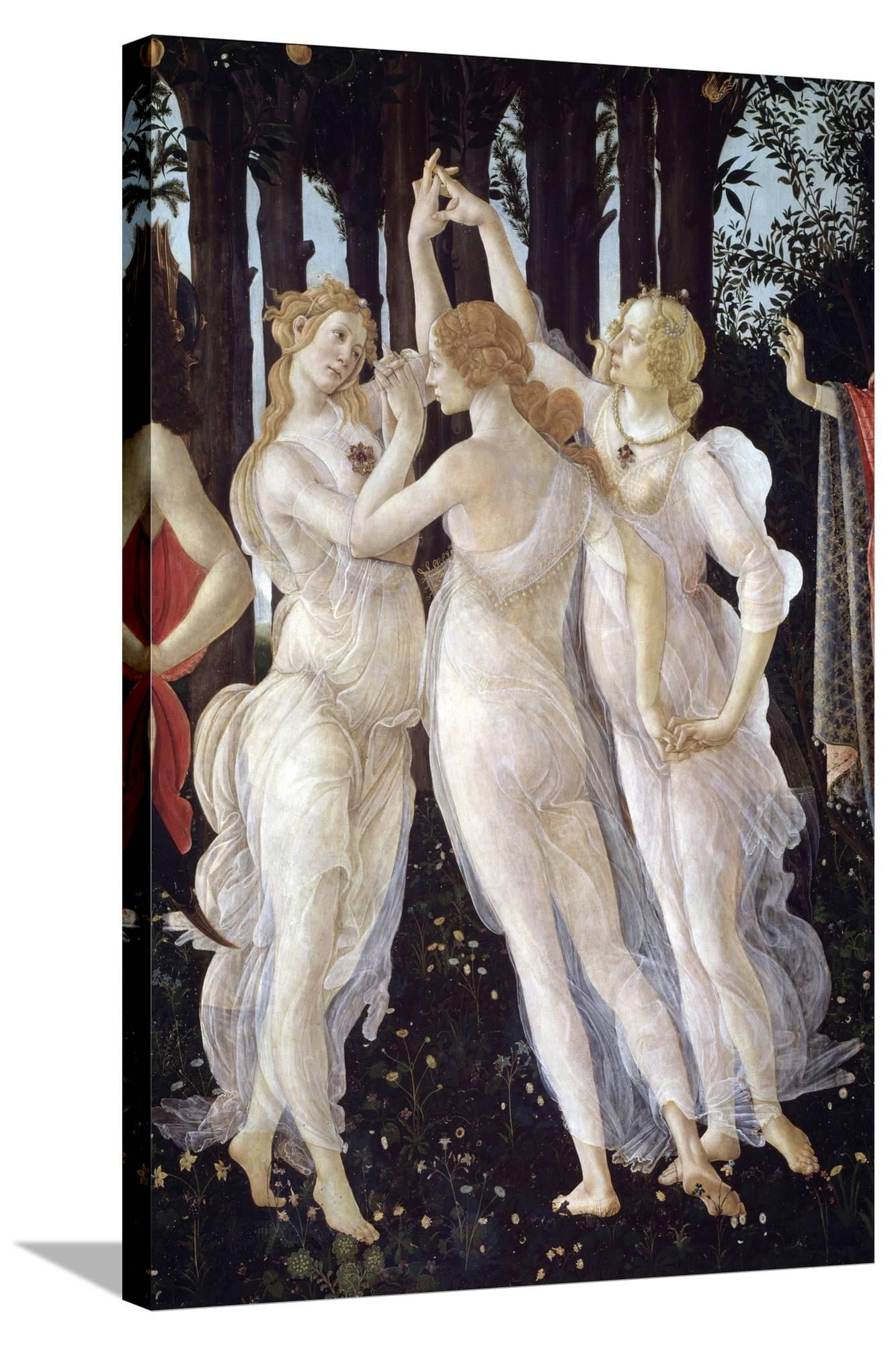 Art.com Detail Showing the Three Graces from Primavera by Sandro Botticelli Stretched Canvas Print Wall Art, 24" x 36"