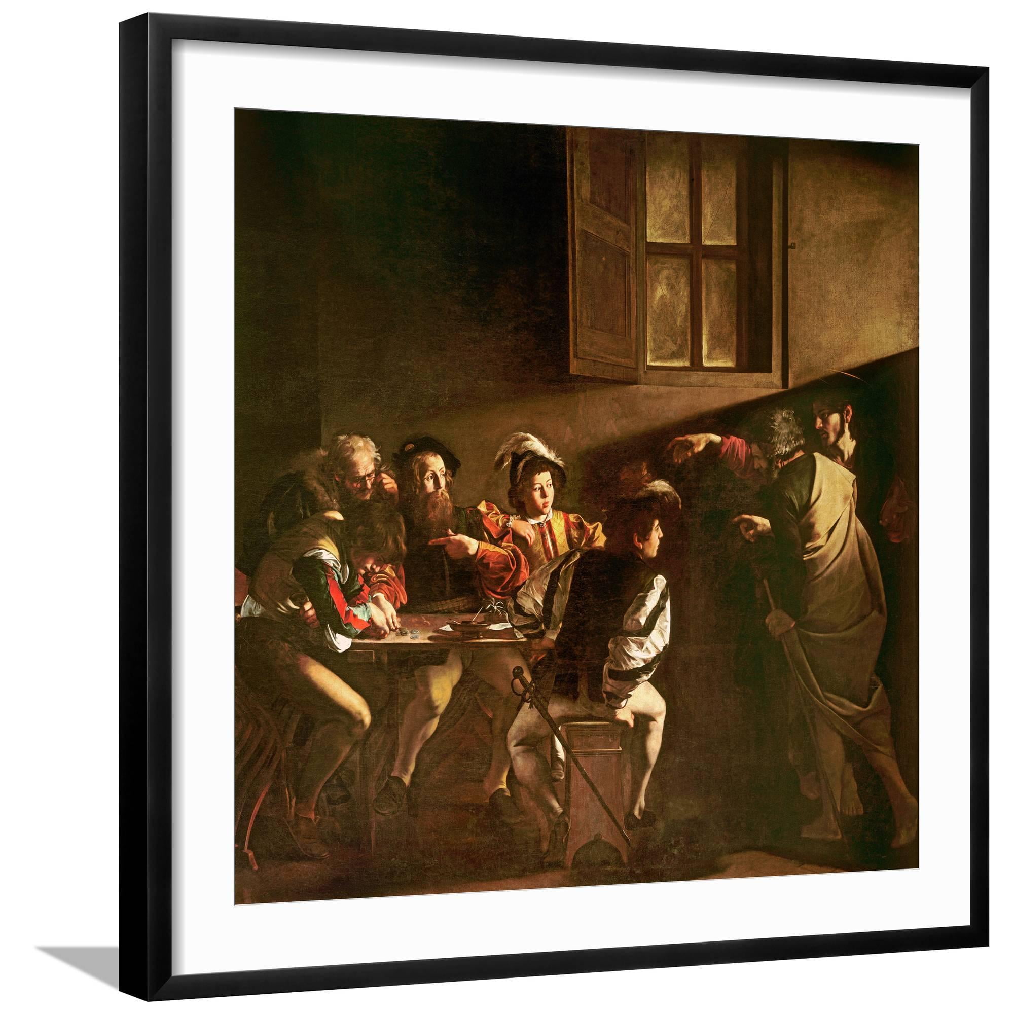 Art.com The Calling of St. Matthew, C.1598-1601 Giclee Print by Caravaggio, Black Frame Wall Art, 29" x 29"