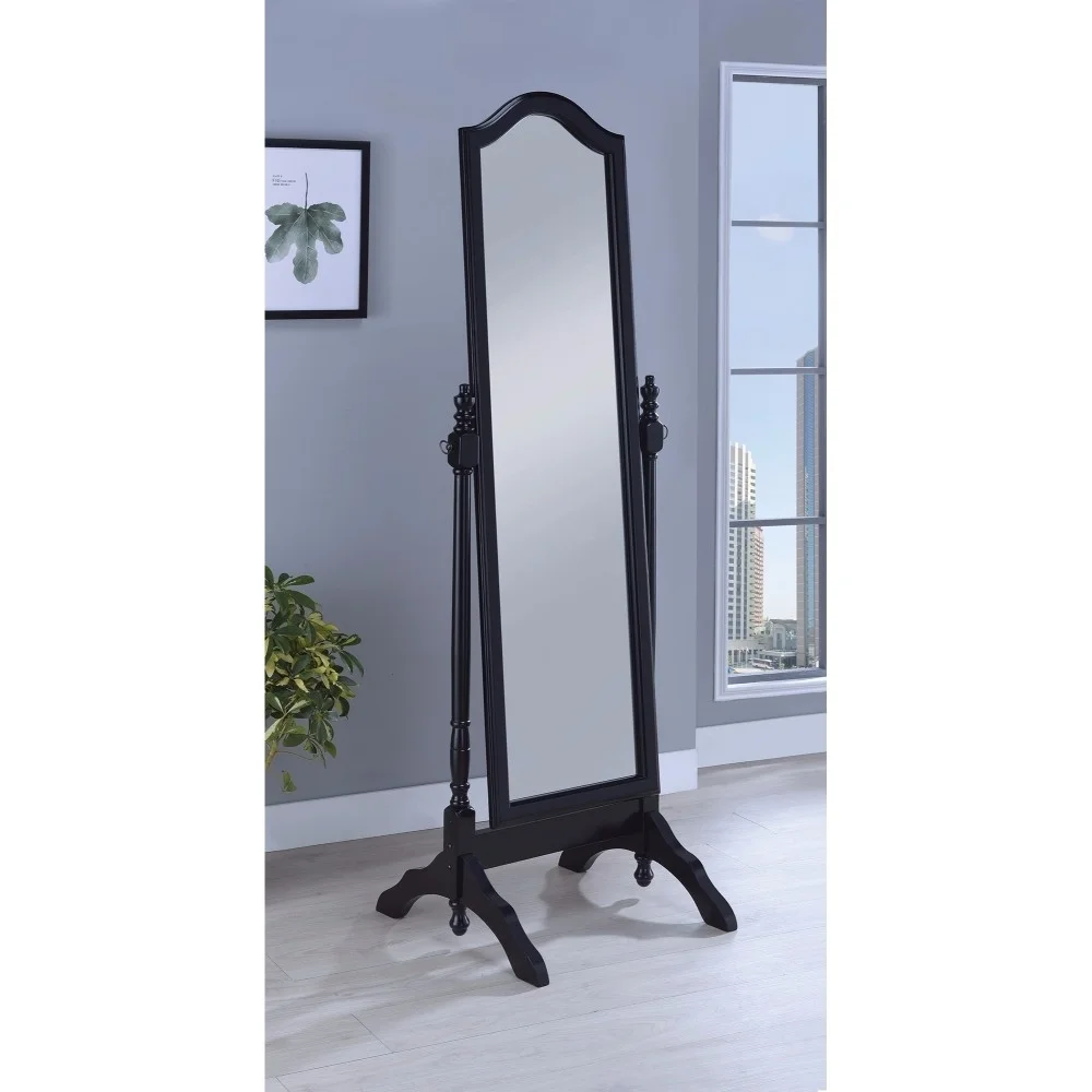 Cabot Rectangular Cheval Mirror with Arched Top Black