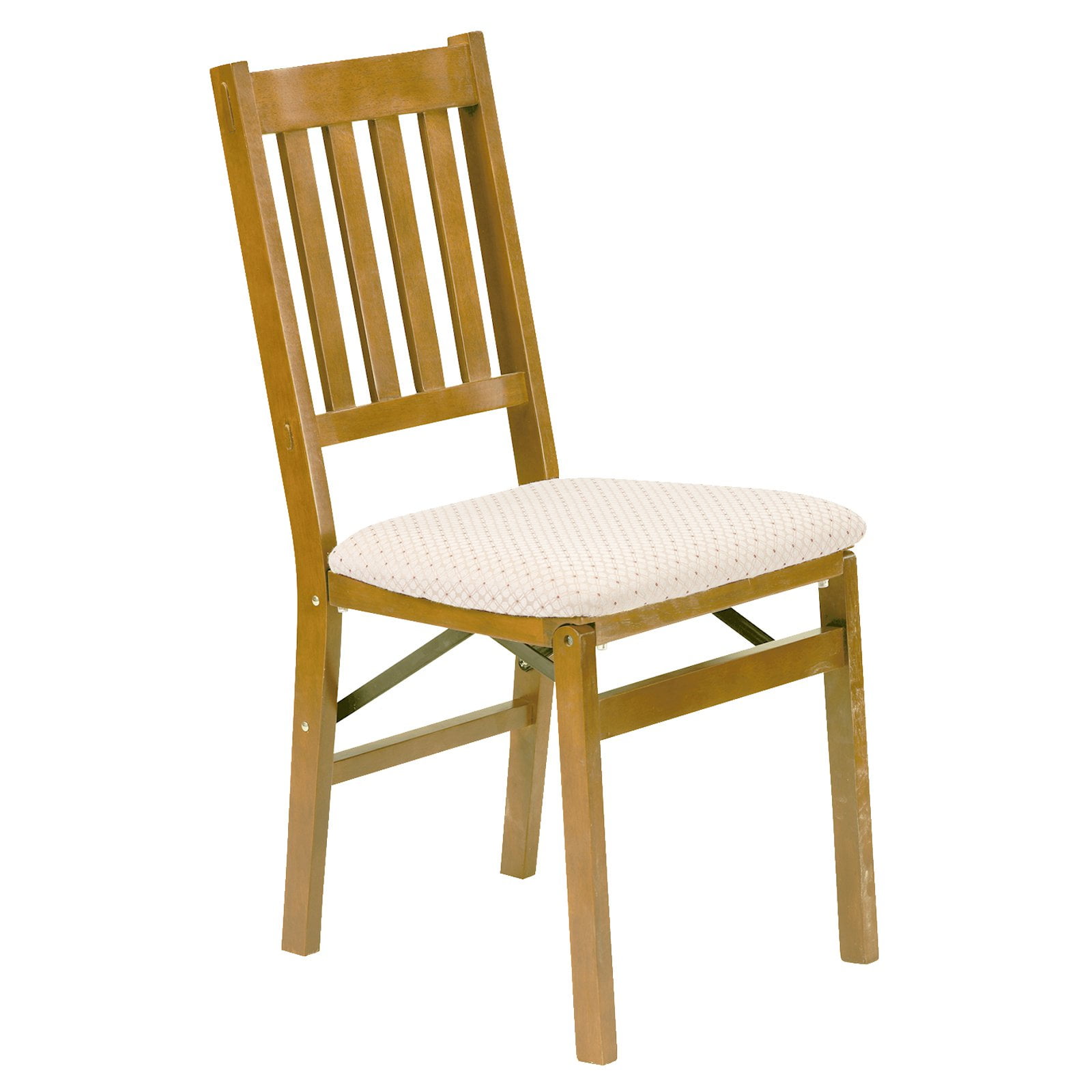 Arts and Craft Harwood Stakmore Adult Folding Chair with Blush Upholstery - Oak Finish