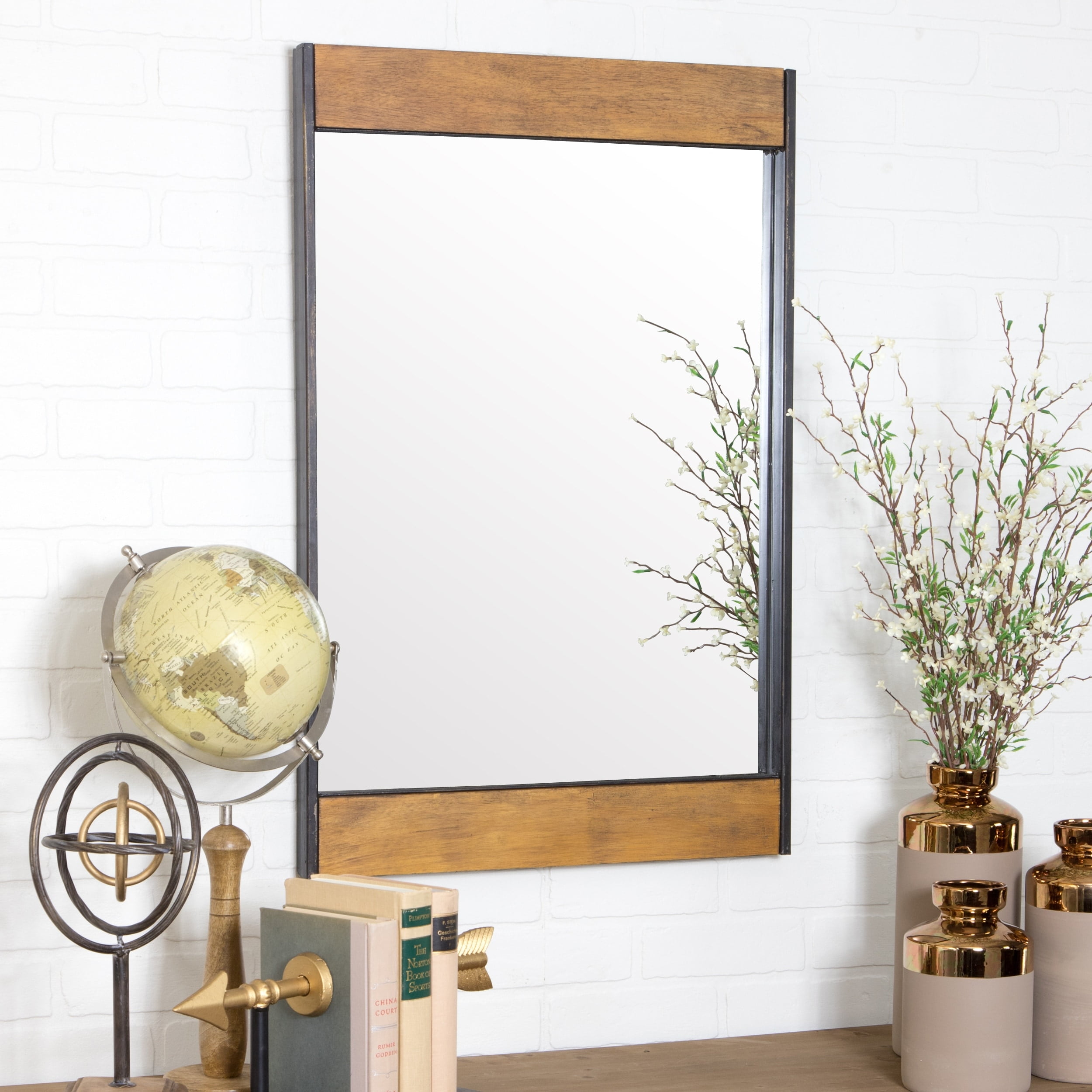 Aspire Home Accents Cliveden Wood & Metal Wall Mirror - 32"h x 21"w x 1.5"d