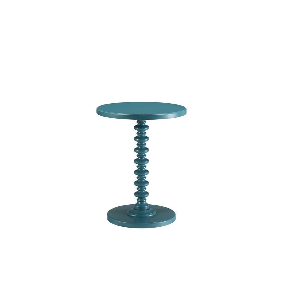 Astonishing Side Table With Round Top Teal Blue - Saltoro Sherpi