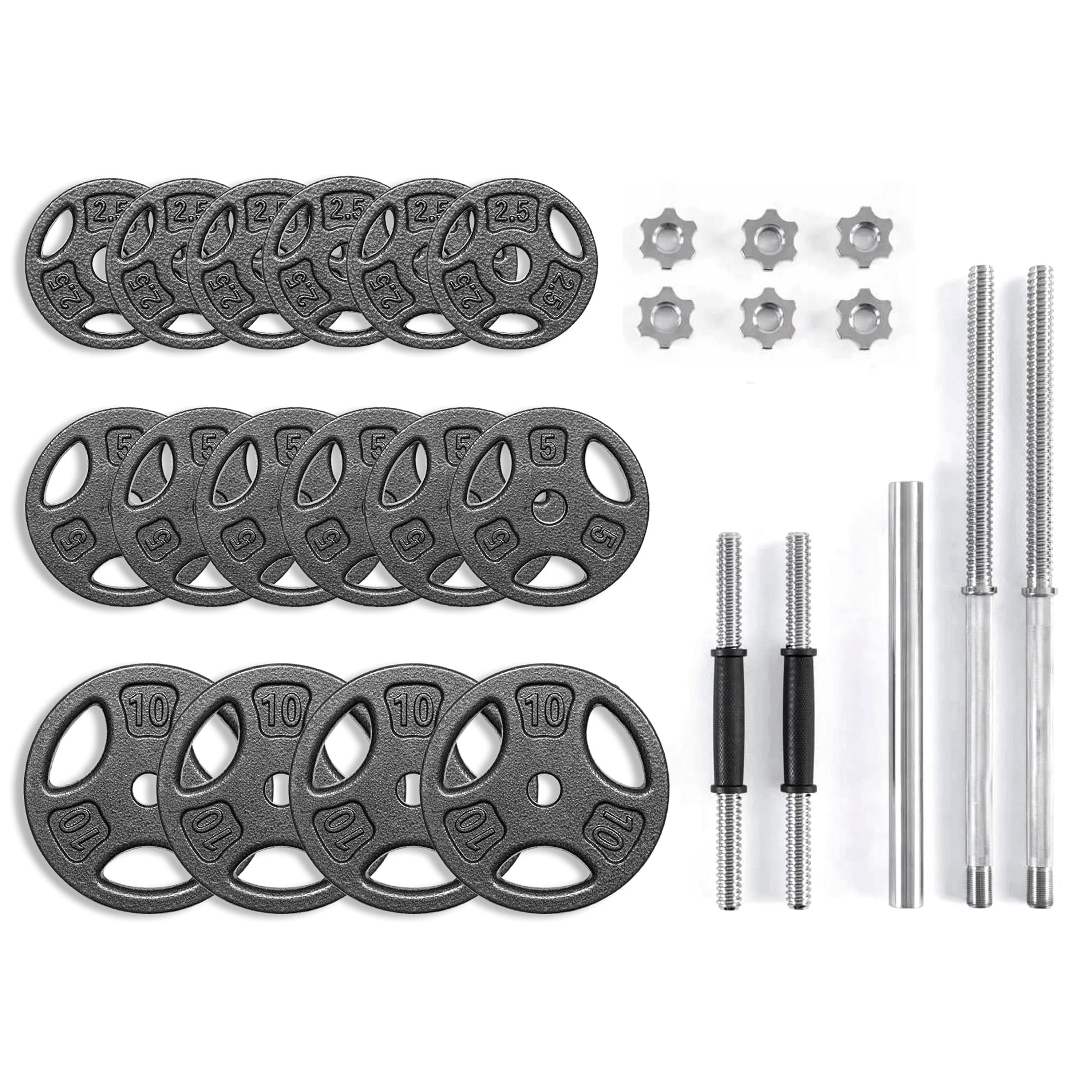 Athletic Works 100LB Black Cast Iron Standard Weight Plate Sets, Used as Both Dumbbell and Barbell,1-inch Holes Fit Standard Sized Bar