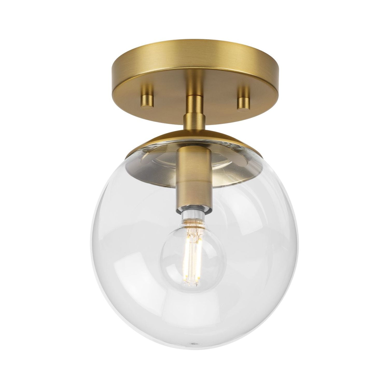 Atwell Collection One-Light Brushed Bronze Mid-Century Modern Semi-Flush Mount