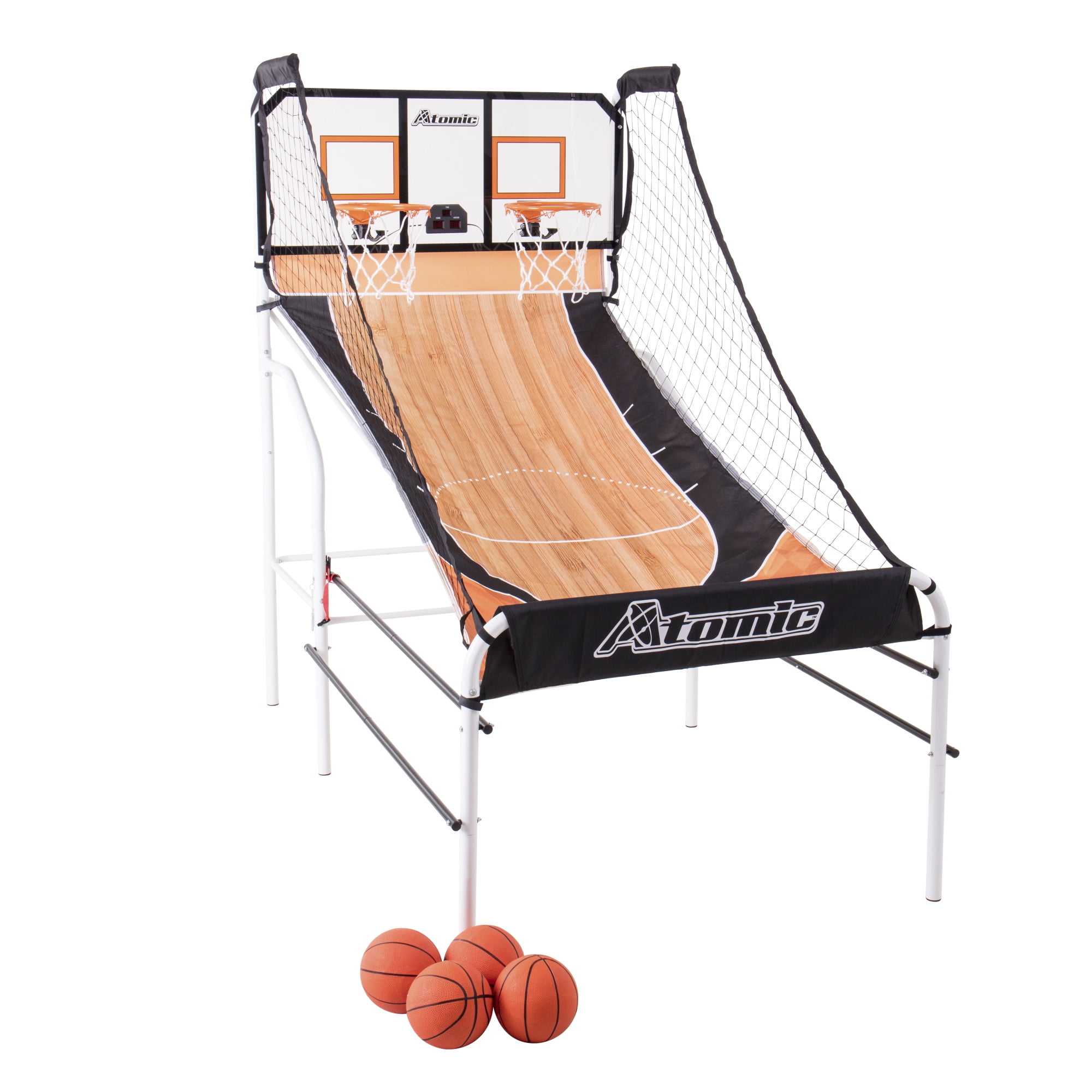 Atomic Slam Dunk Basketball Shootout Includes 4 Miniature Basketballs and Air Pump and Needle