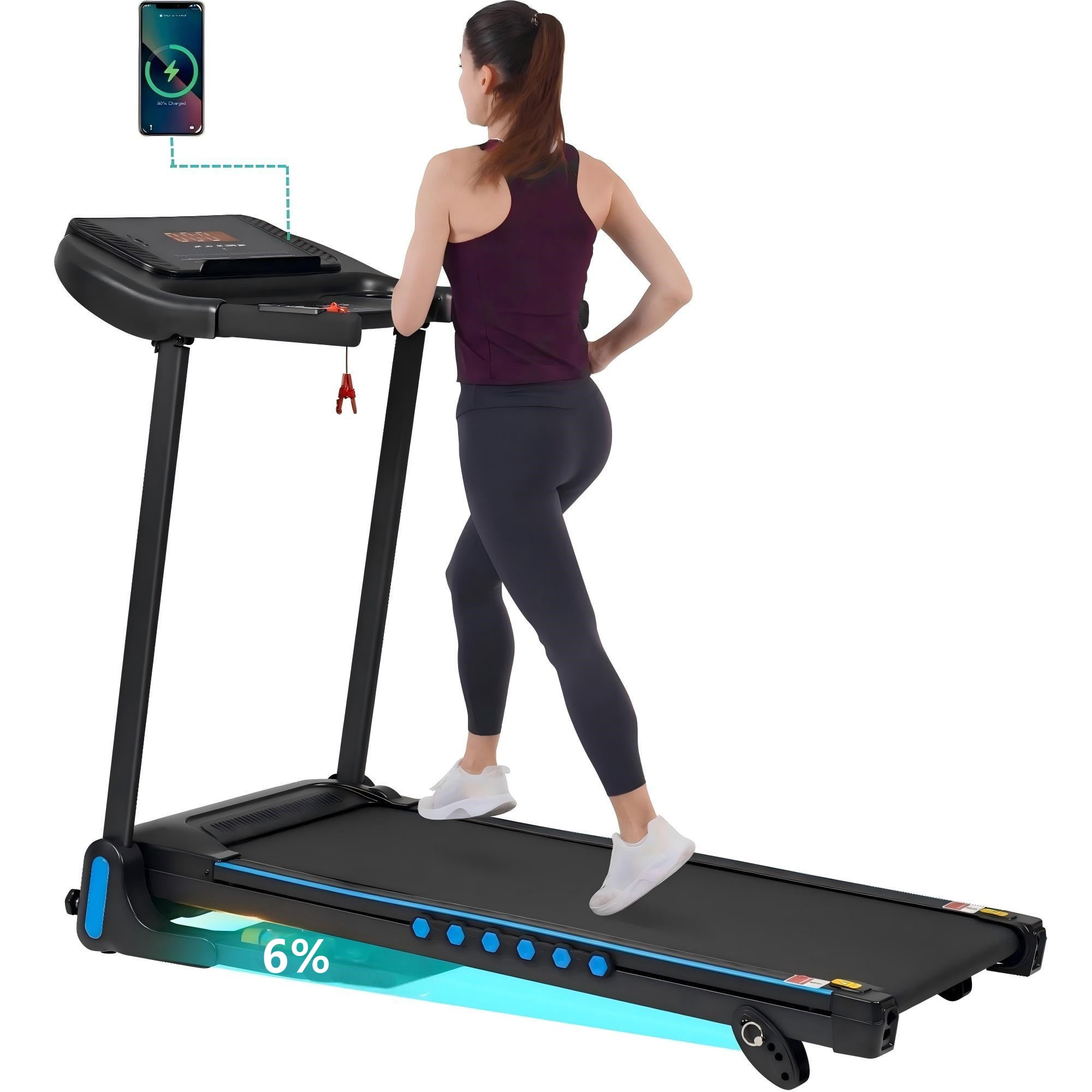 Aukfa Electric Treadmill with Incline, 350 lb Capacity, 10 mph Max Speed, 3 HP Folding Treadmill