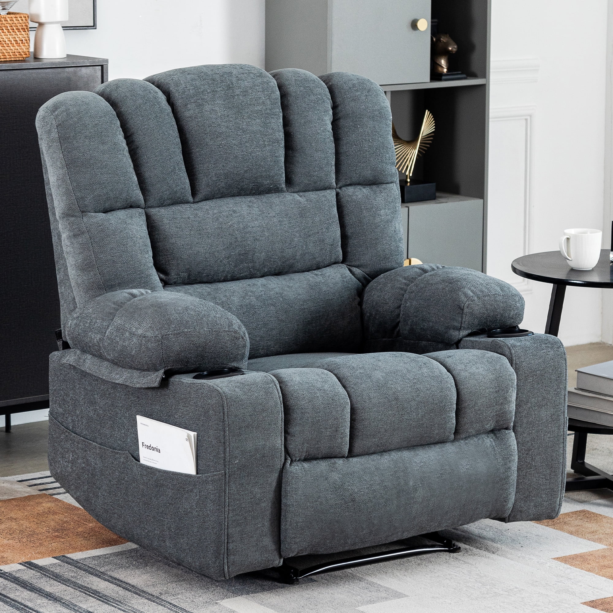 Aukfa Massage Recliner Chair Sofa with Heating Vibration for Living Room,Gray