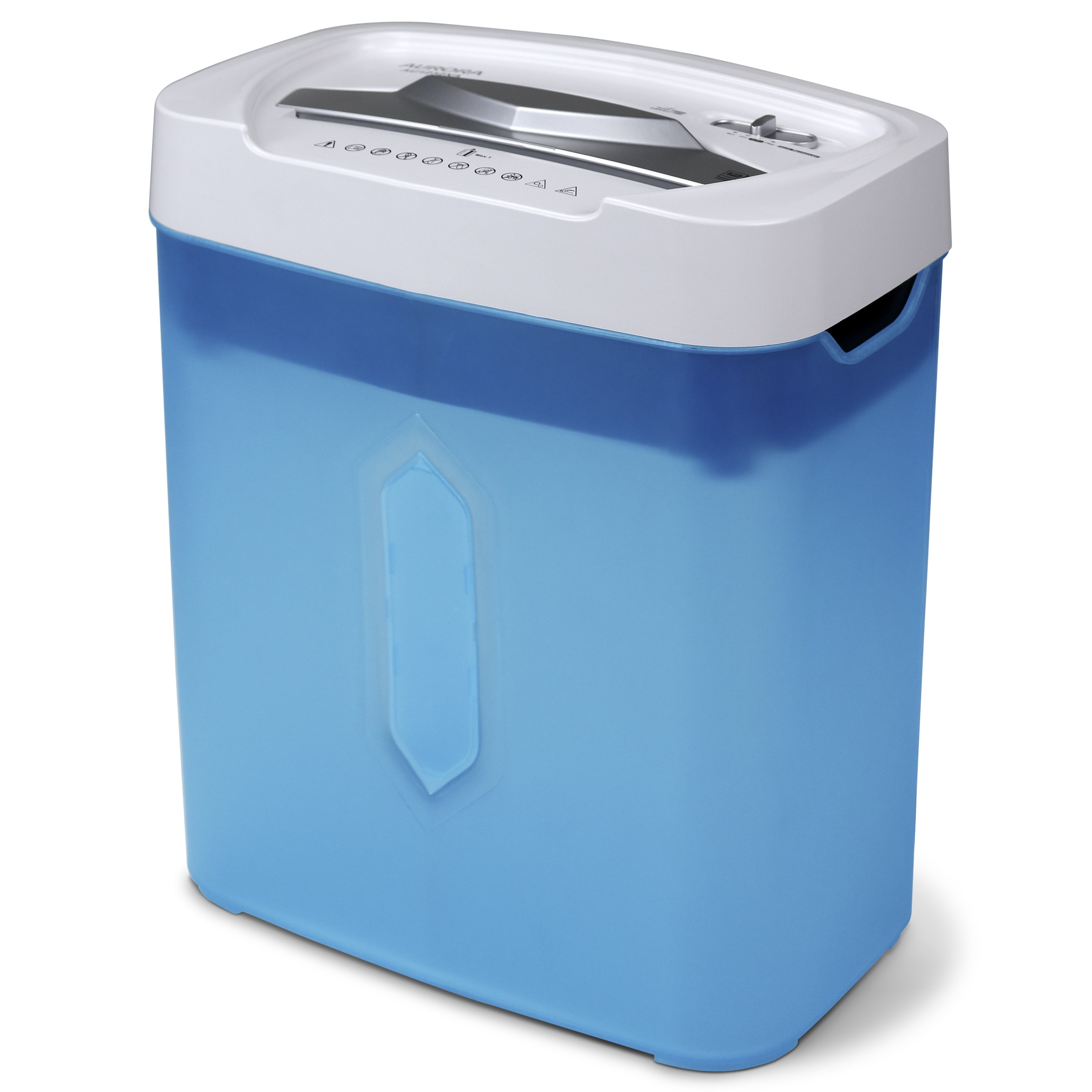 Aurora GB Anti-Jam 12-Sheet Crosscut Paper and Credit Card Paper Shredder 5.2-gallon Translucent Wastebasket , White/Blue