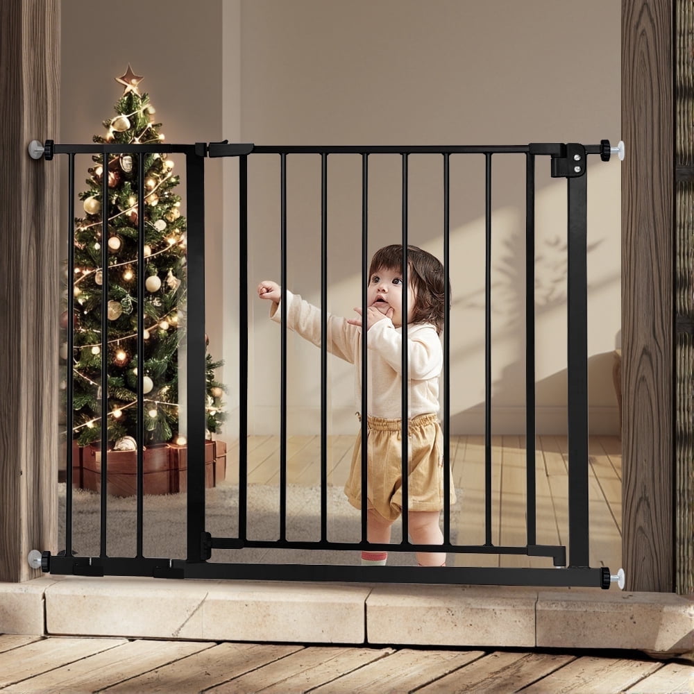 Baby Safety Gate, Dog Gates for Top Stairs Doorway, 29.5''- 40.5''Wide Pressure Mount, Black
