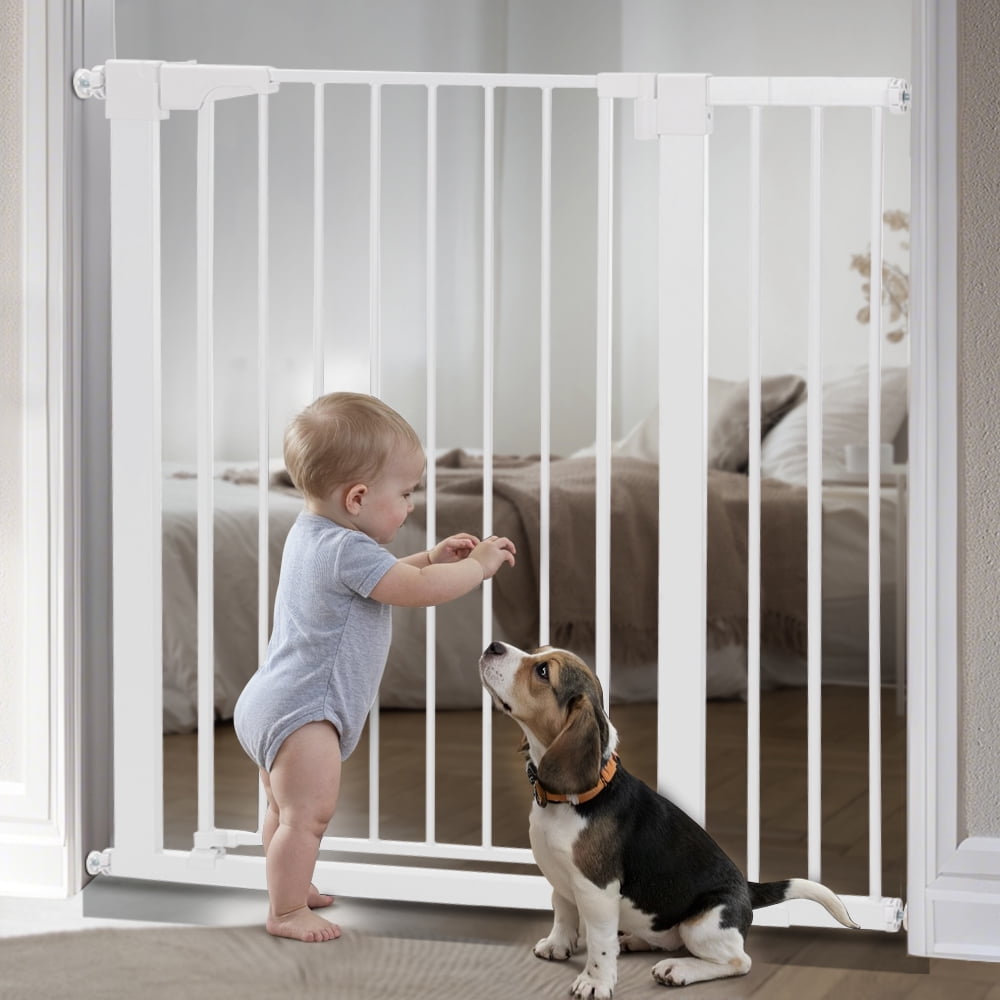 Baby Safety Gate, Caveen 36" Tall, 29.5-40.6" for Stairs and Doorway,Pressure Mount Baby Gate for Ages 6 to 36 Months, White