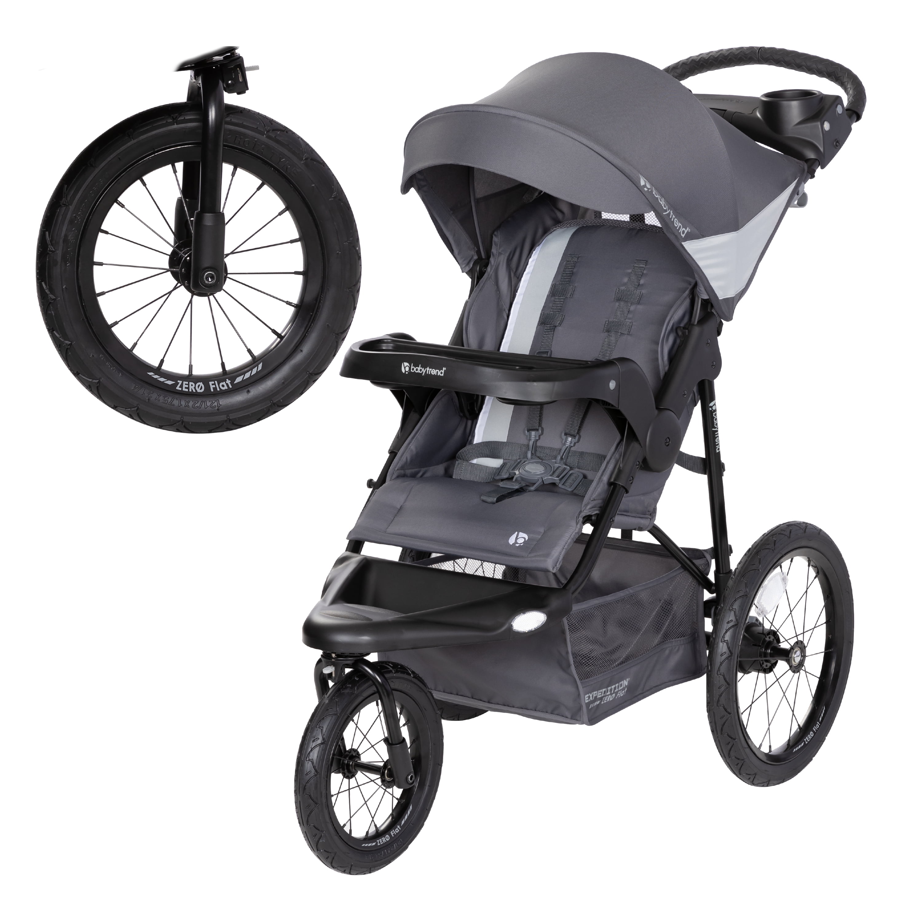 Baby Trend Expedition Zero Flat Jogging Stroller with LED Lights, Dash Grey