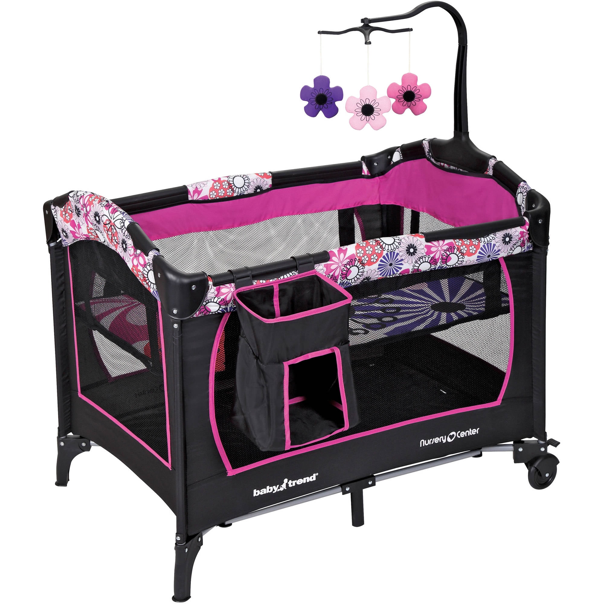 Baby Trend Floral Garden Nursery Center Playard with Bassinet