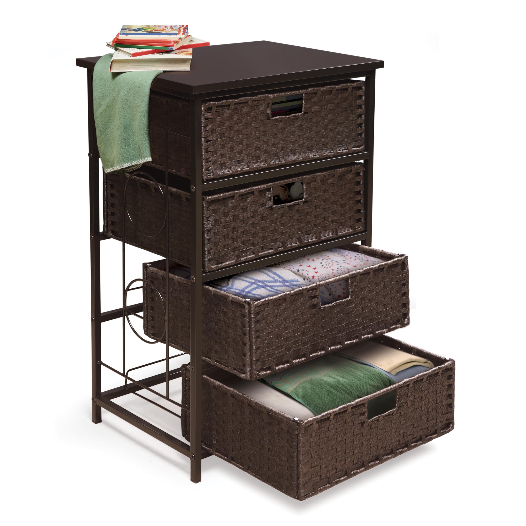 Badger Basket August Collection Tall Four Basket Storage Unit - Espresso