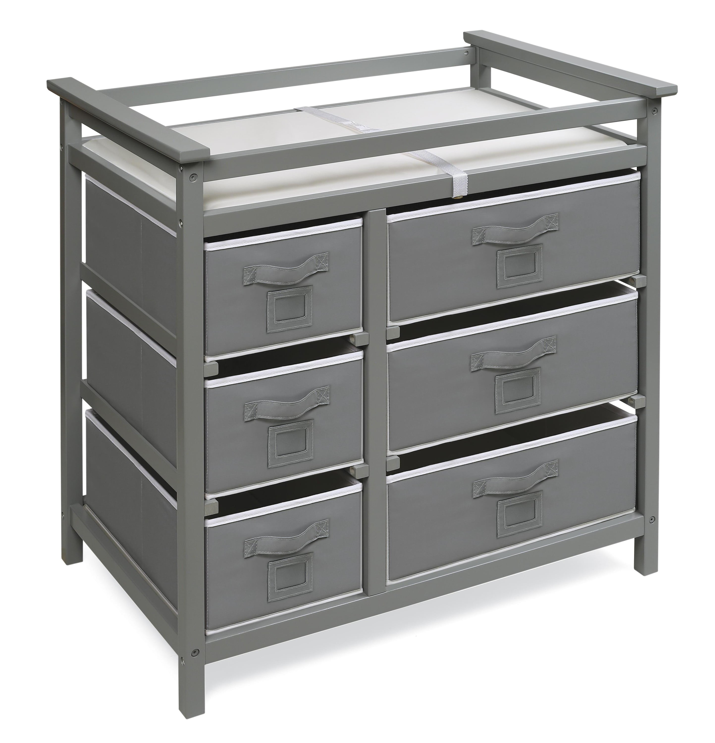 Badger Basket Modern Baby Changing Table with Six Baskets - Gray