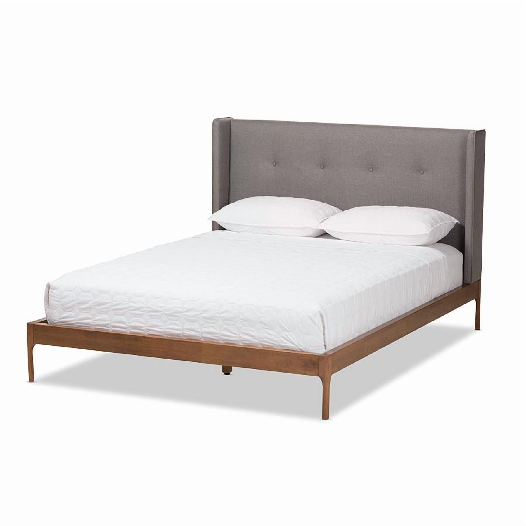 Baxton Studio Brooklyn Mid-Century Modern Walnut Wood Platform Bed, Multiple Sizes, Multiple Colors