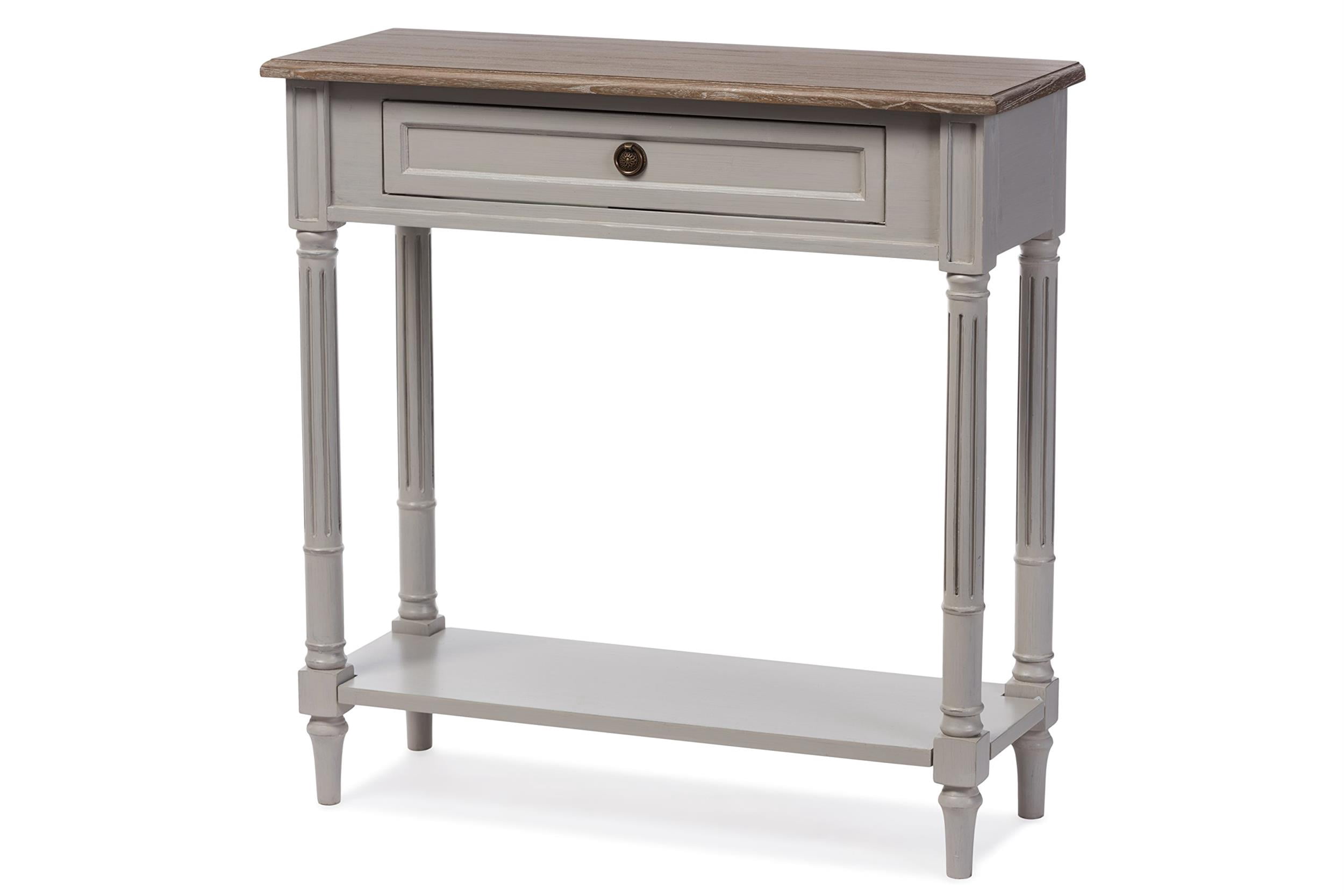 Baxton Studio Edouard Provincial White Wash Distressed Console Table