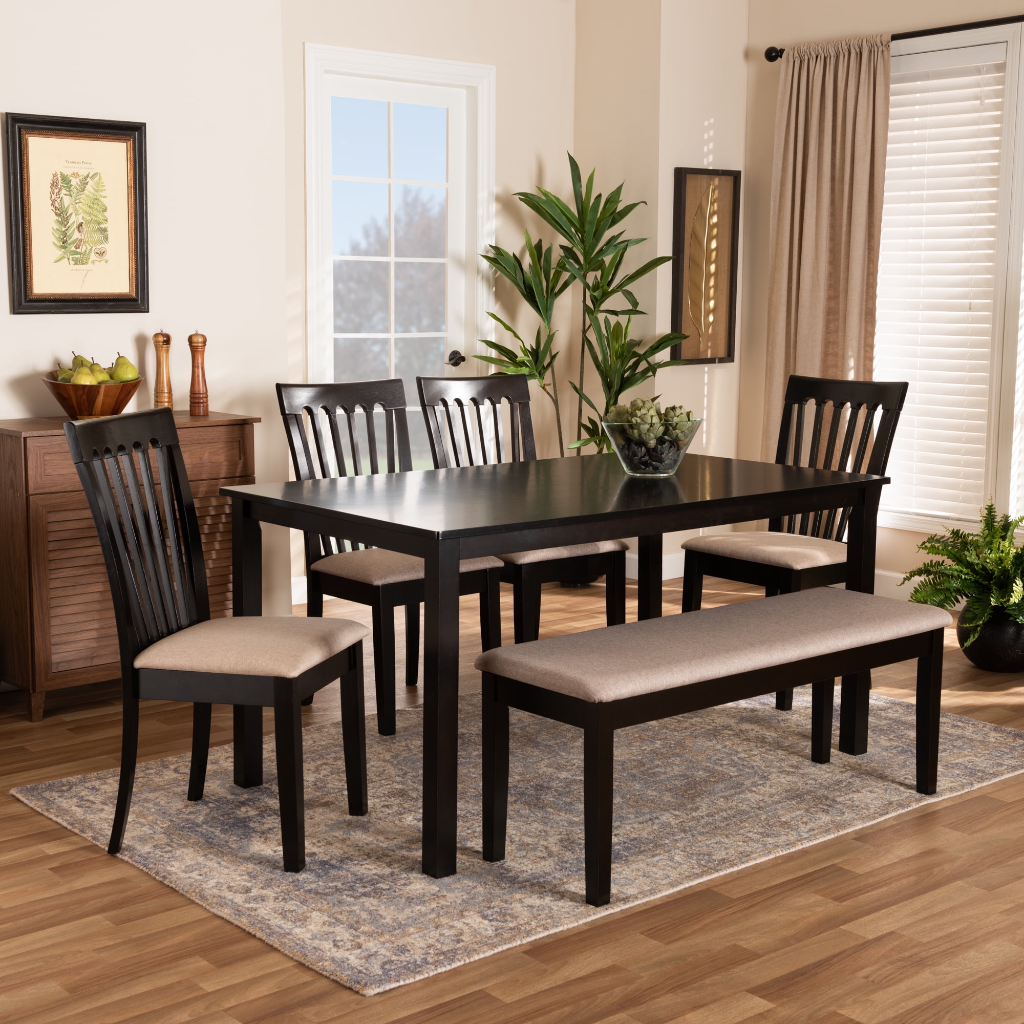 Baxton Studio Minette Modern Dining Set, Dark Brown