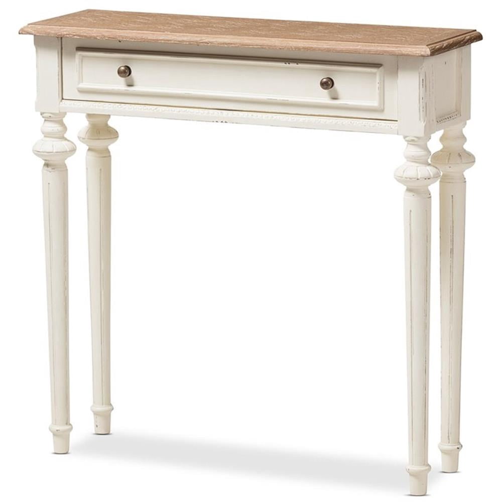 Baxton Studio French Oak and Distressed White Wash Console Table