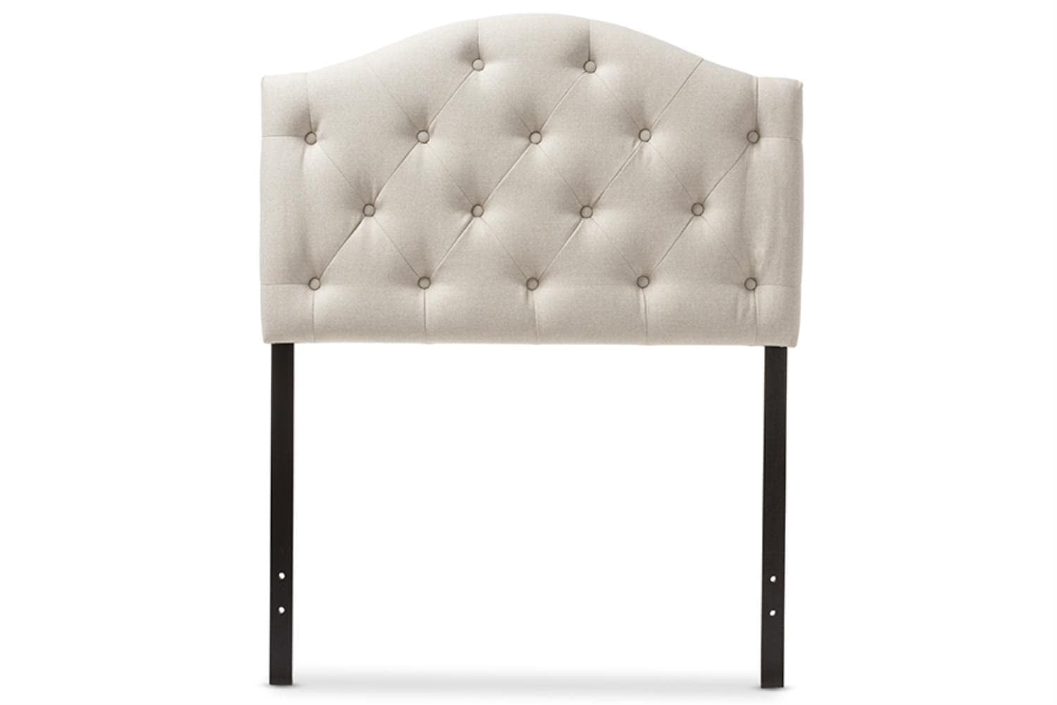 Baxton Studio Myra Modern and Contemporary Light Beige Fabric Upholstered Button-Tufted Scalloped Twin Size
