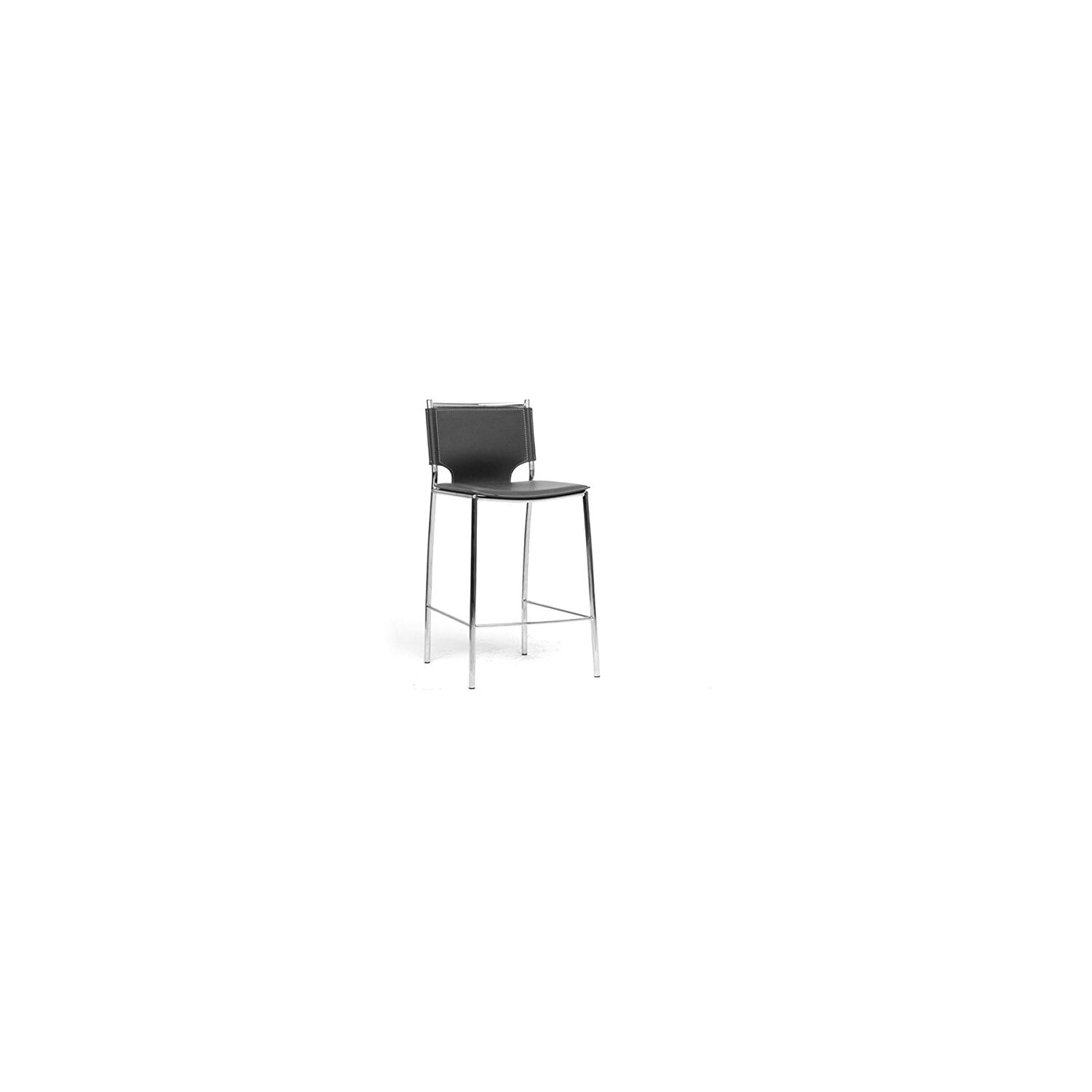 Baxton Studio Montclare Modern and Contemporary Black Bonded Leather Upholstered Modern Counter Stool (Set of 2)