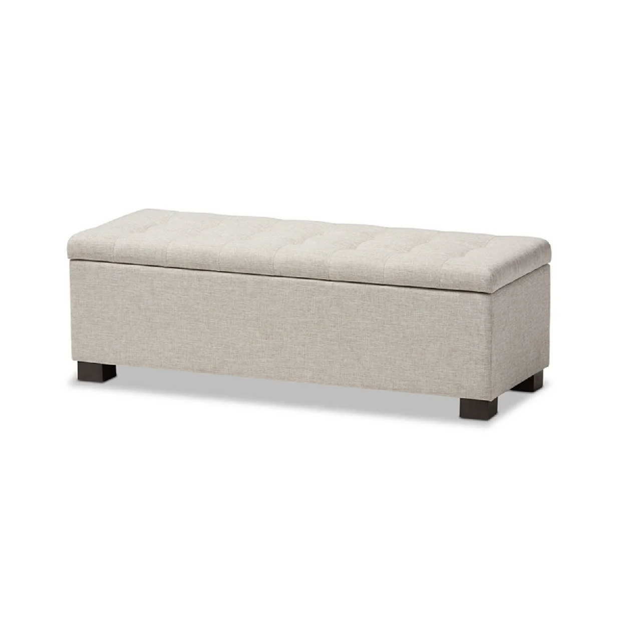 Baxton Studio Roanoke Modern and Contemporary Beige Fabric Upholstered Grid-Tufting Storage Ottoman Bench
