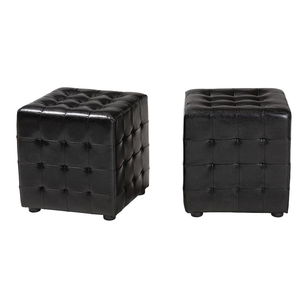 Baxton Studio Siskal Black Modern Cube Ottoman (Set of 2)