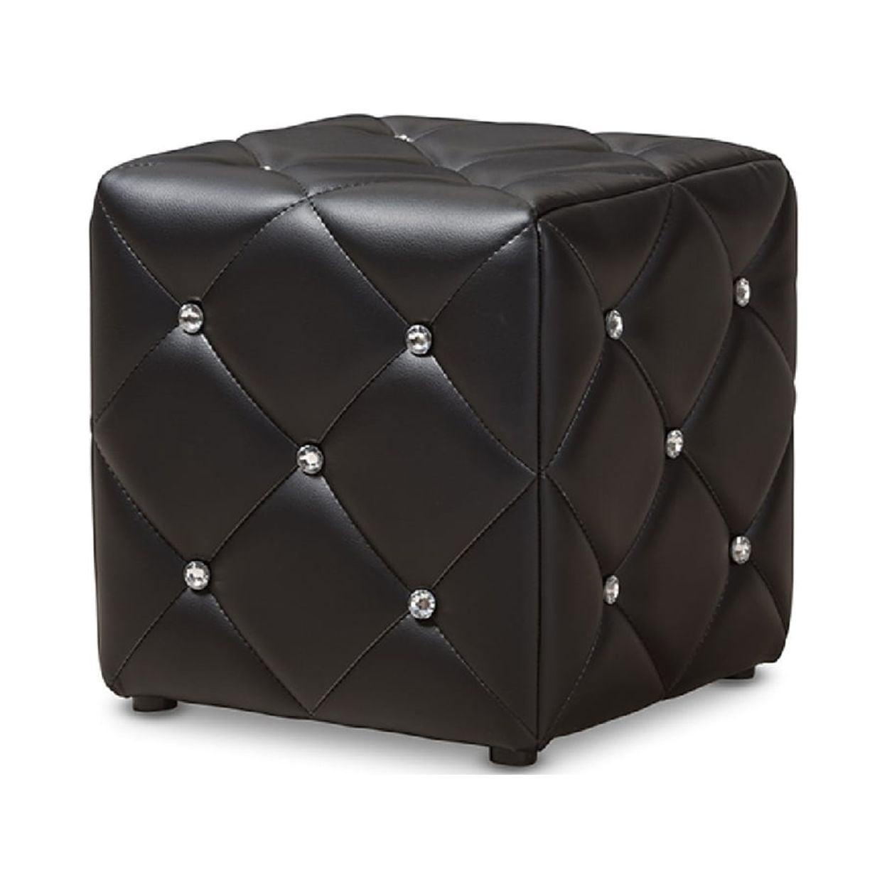 Baxton Studio Stacey Modern and Contemporary Black Faux Leather Upholstered Ottoman