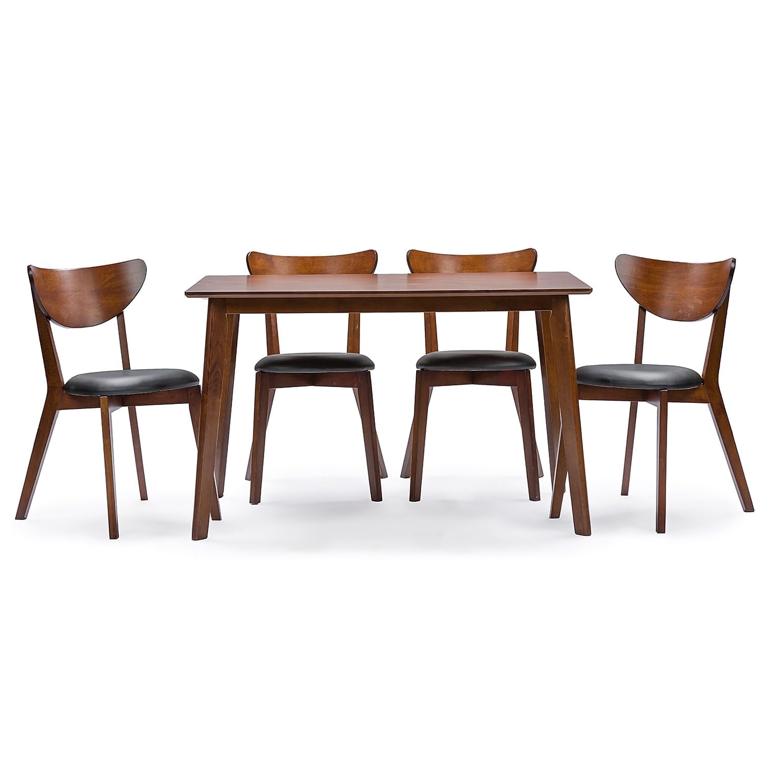 Baxton Studio Sumner Mid-Century-Style Walnut Brown 5-Piece Dining Set