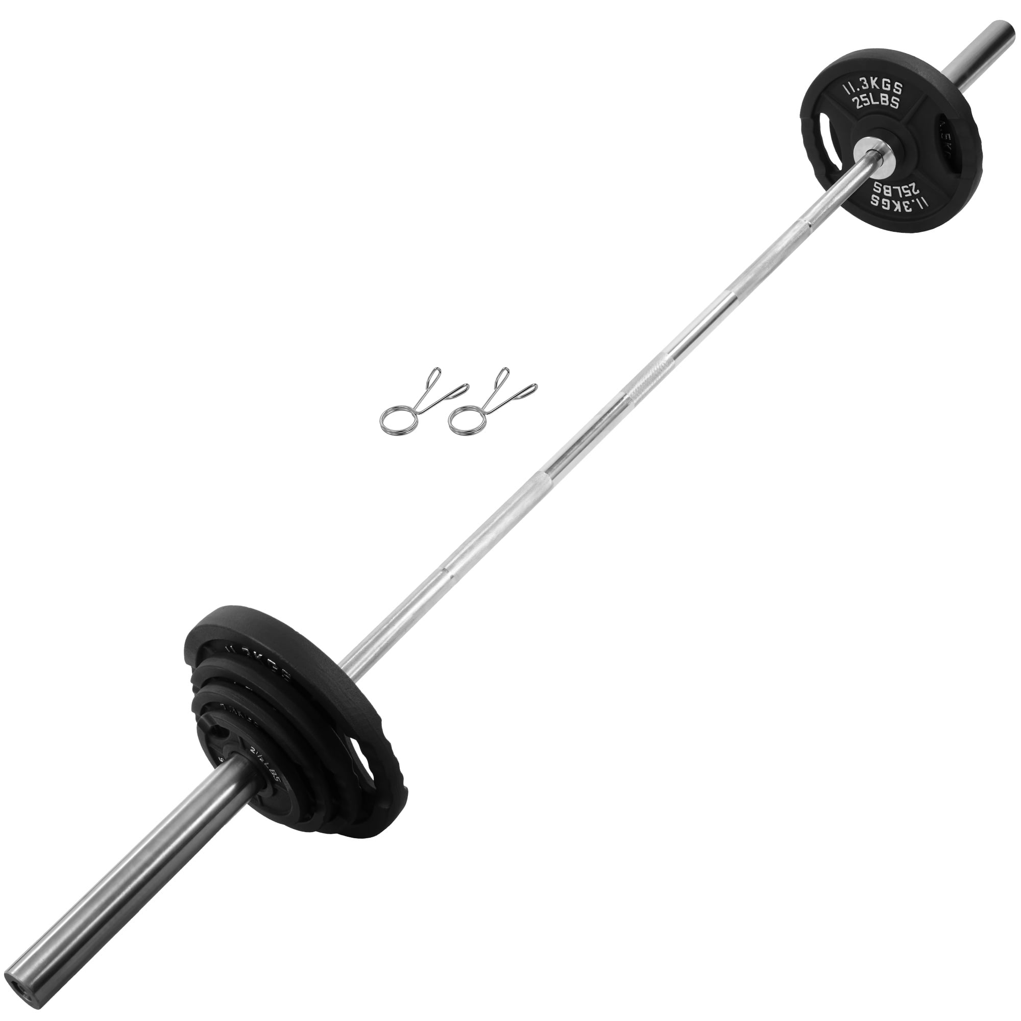 BalanceFrom Cast Iron Olympic Weight Including 7FT Olympic Barbell and 85-Pound Plates, 130-Pound Set Total, Multiple Packages