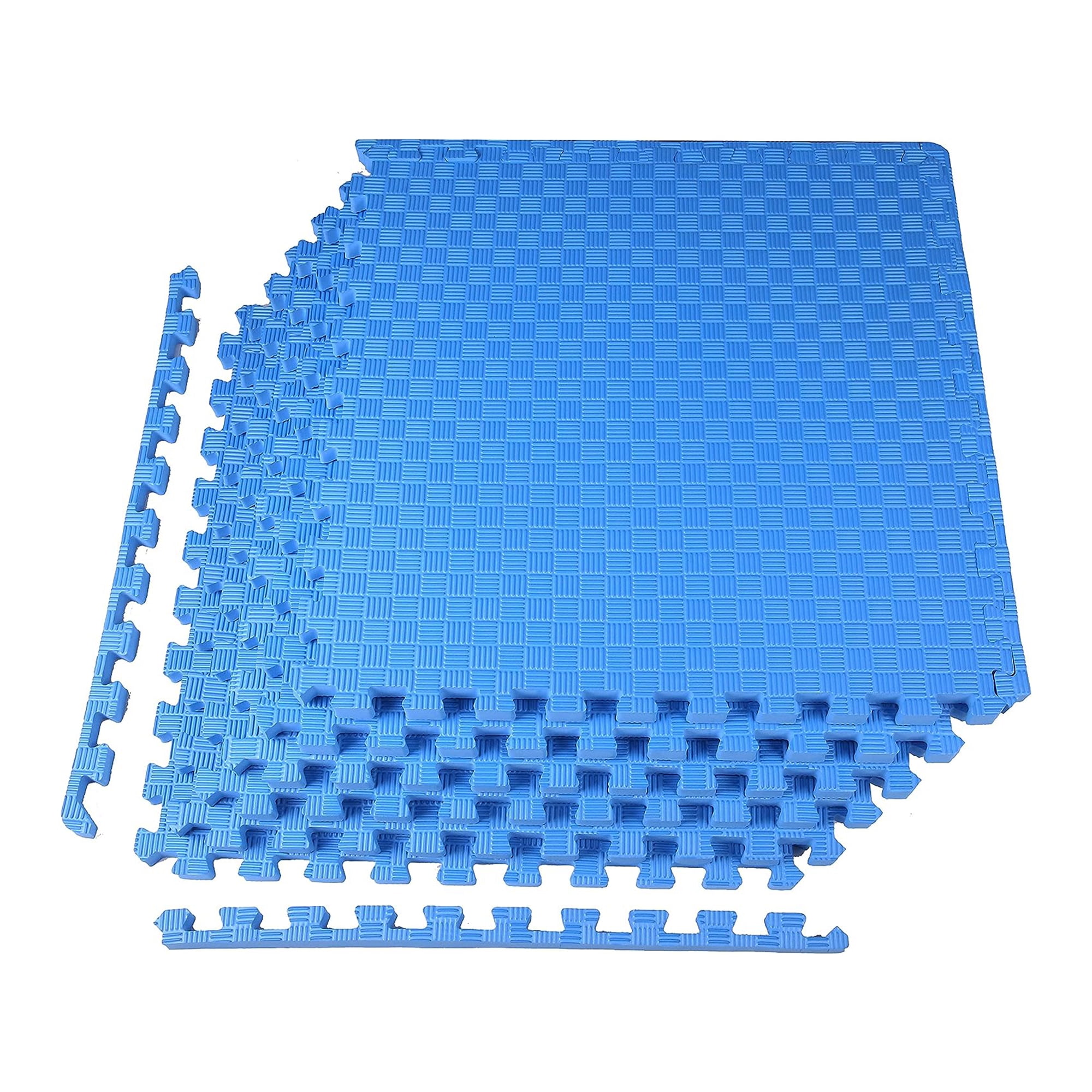 BalanceFrom 144 Sq Ft Blue 1/2 in Thick EVA Foam Interlocking Exercise Protective Flooring, 144-Tile