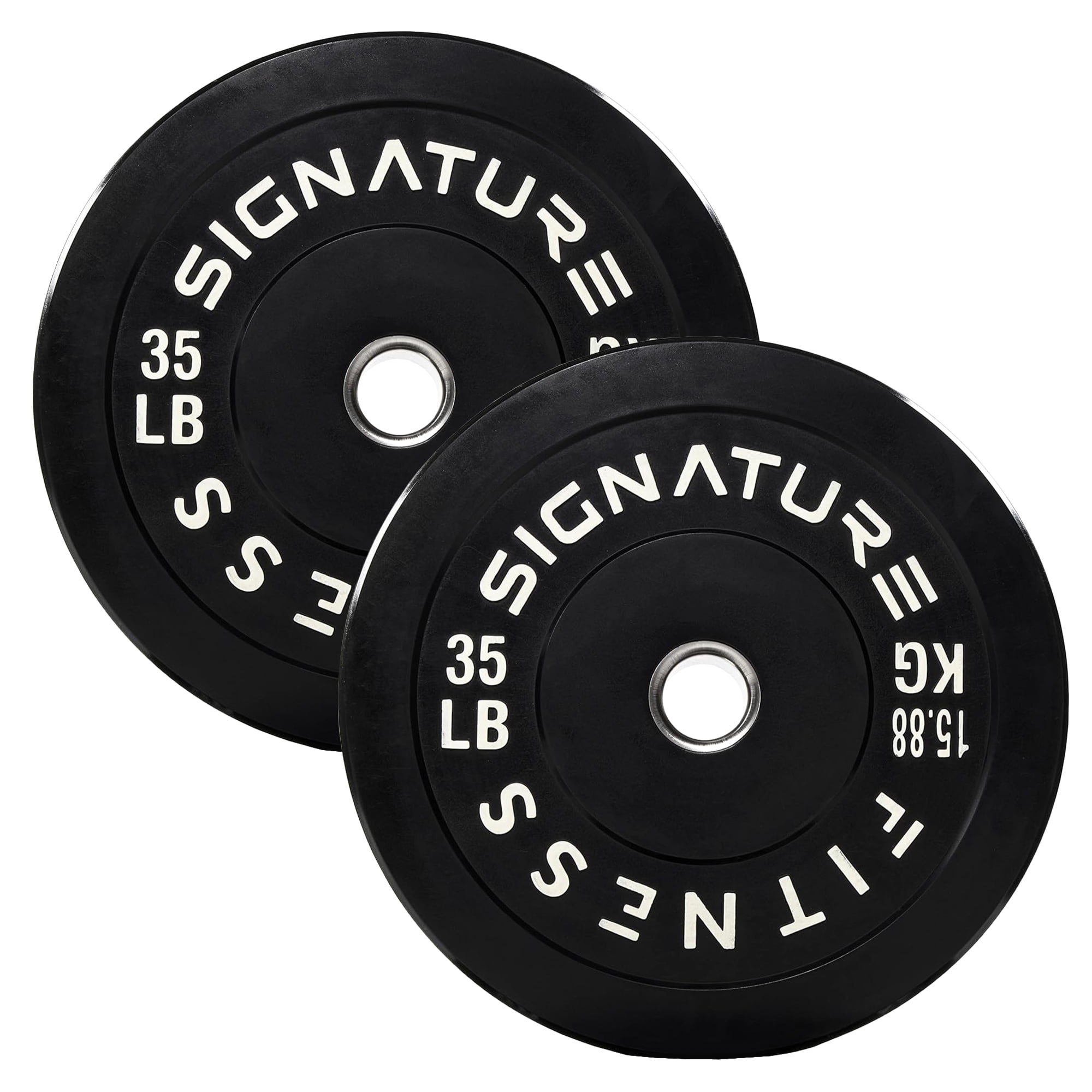 BalanceFrom 35LB Pair Black Olympic Bumper Plates, 100% Virgin Rubber, Low Odor, 2-Inch Hole, Weightlifting & Home Gym Use, 70LB Total