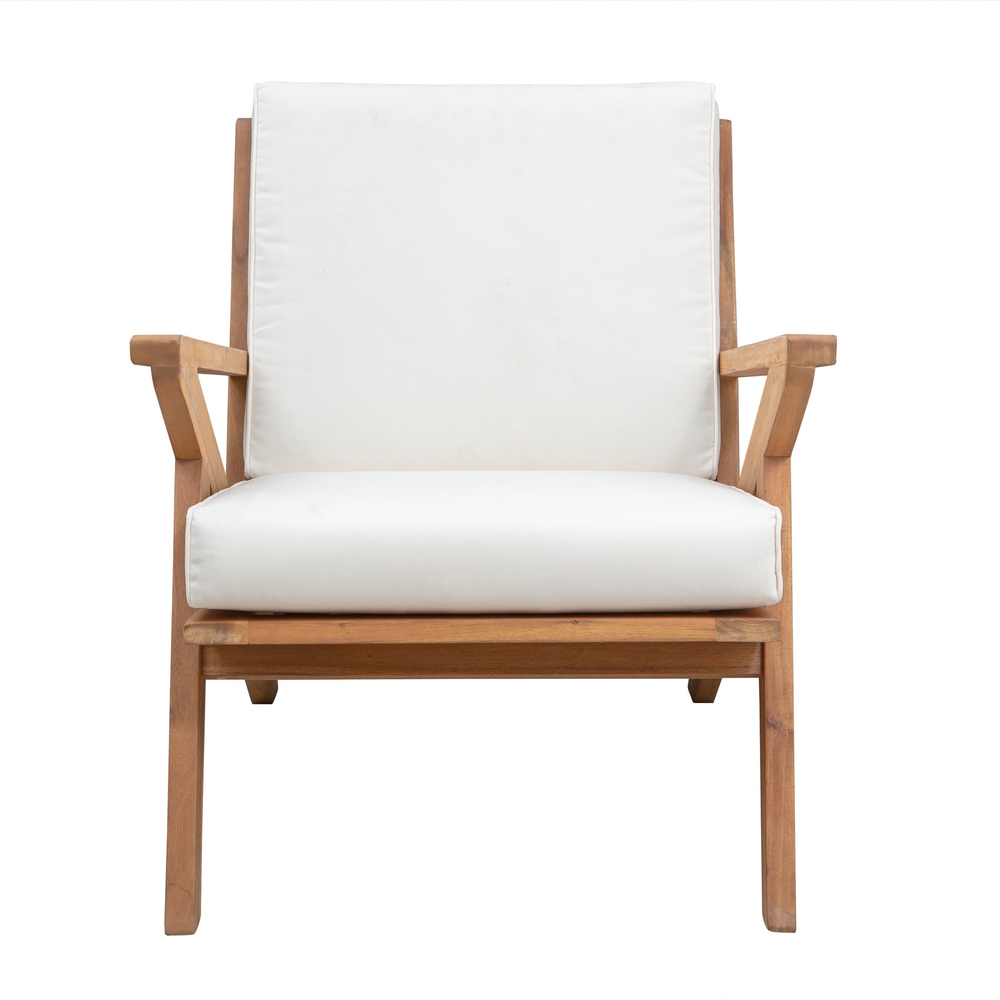 Balkene Home Cream Lounge Armchair | Wood | Modern Scandinavian Artfully Angled Arms Indoor, Outdoor