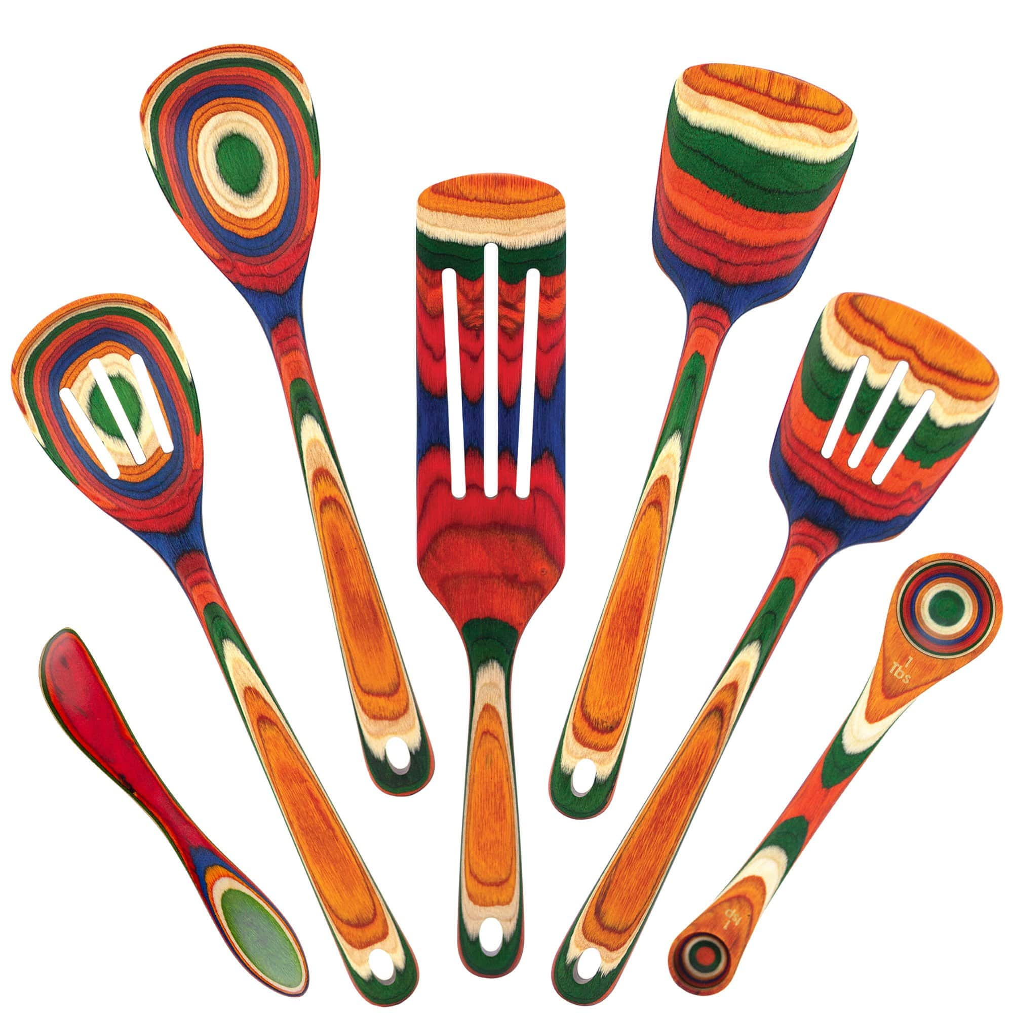Baltique Marrakesh Collection 7 Piece Wooden Cooking Utensil Set, Safe for Nonstick