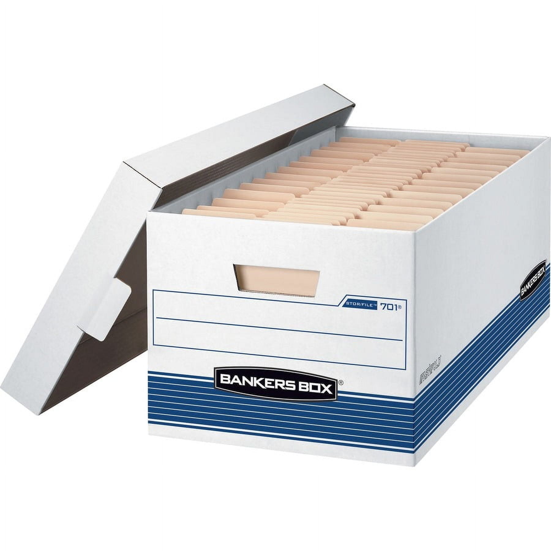 Bankers Box File Storage Boxes with Lids, White, 12-Pack, Corrugated Cardboard