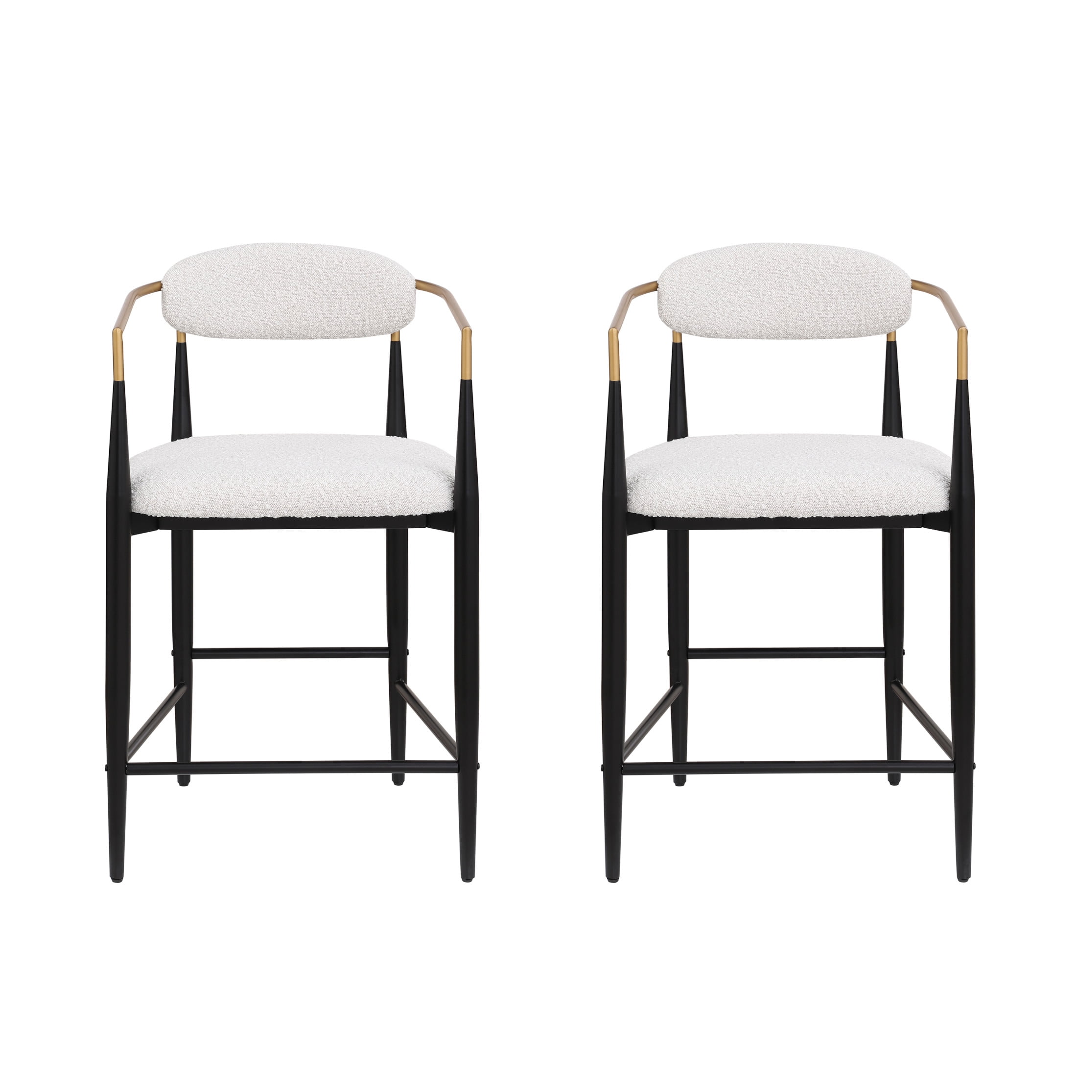 Barnes Modern Glam Beige, Black, & Gold Colored Cushioned Counter Stool