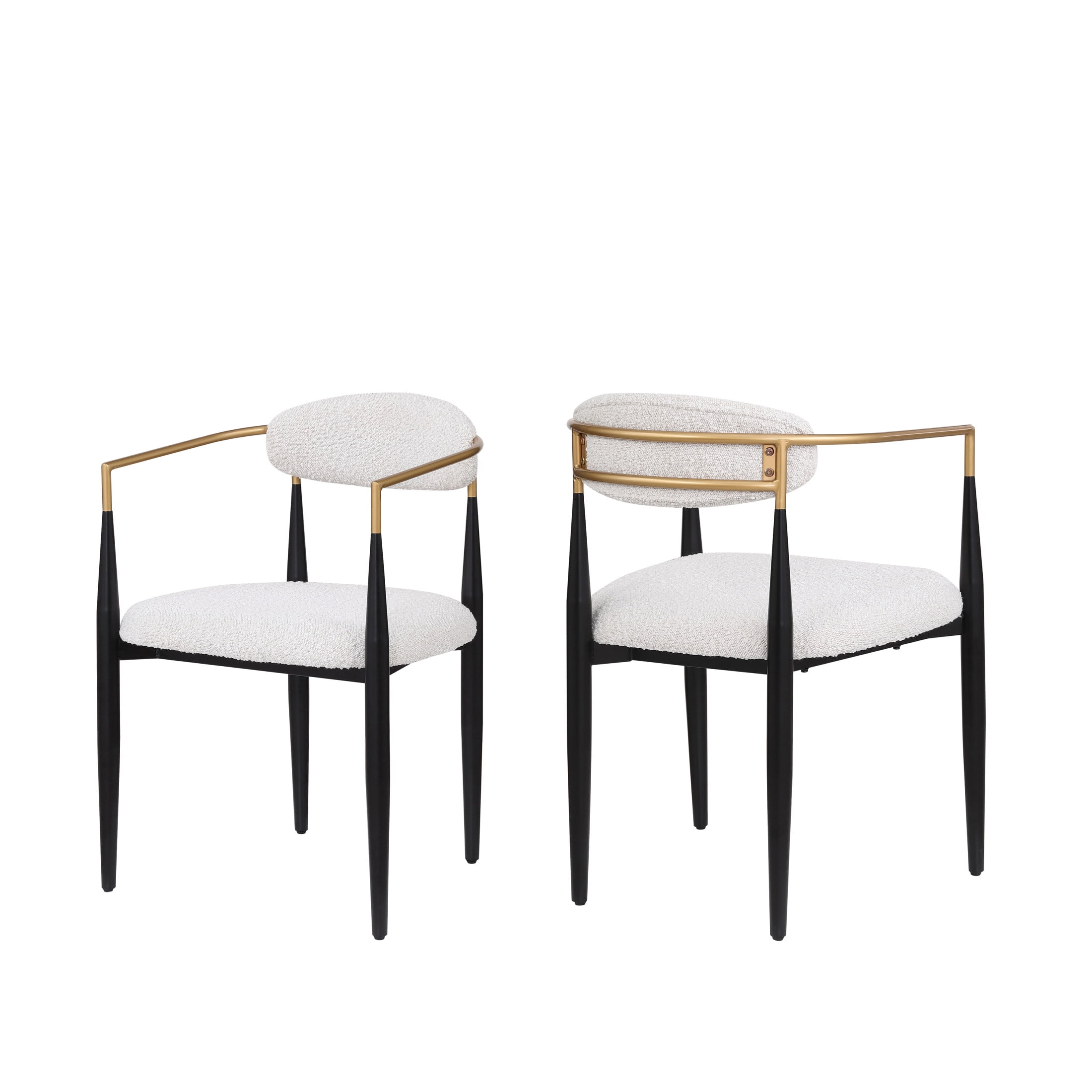 Barnes Modern Glam Beige, Black, & Gold Colored Cushioned Dining Chair