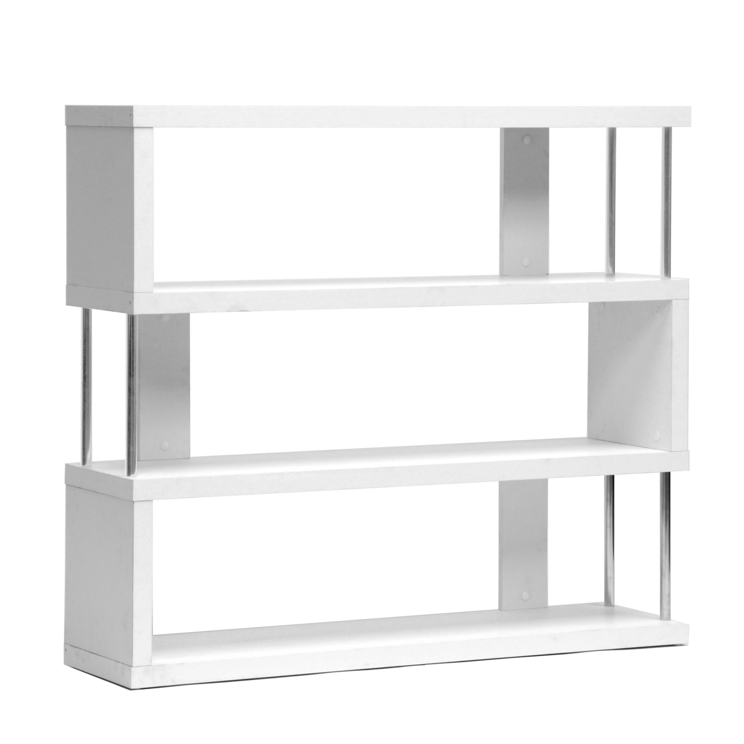 Barnes White 3-Shelf Modern Bookcase, White