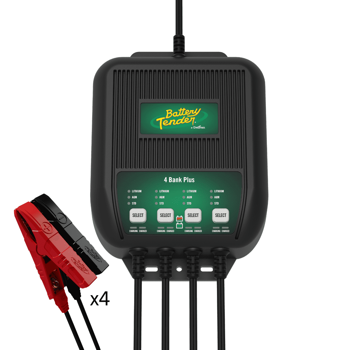 Battery Tender 4 Bank Battery Charger and Maintainer, 12 Volt 1.25 AMP for Motorcycles, ATVs, Lawn Mowers