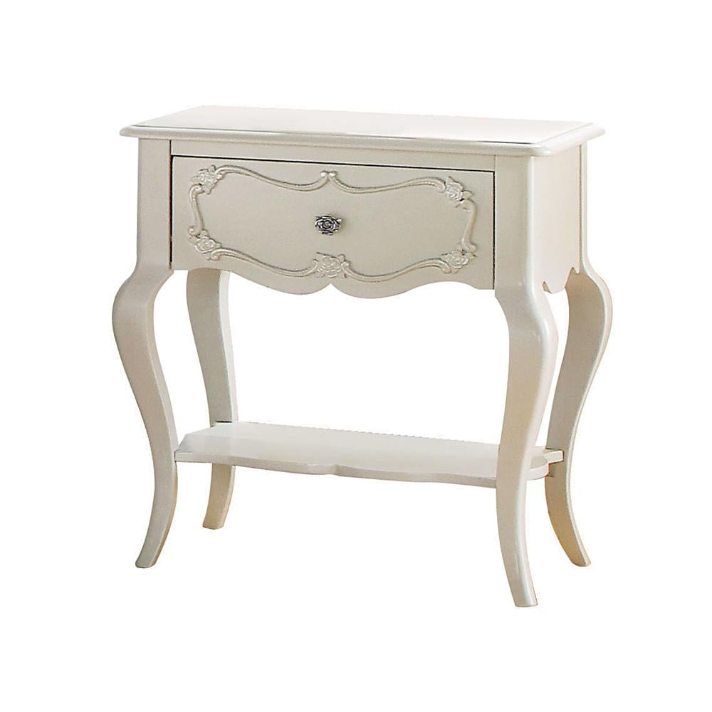 Beautiful Wood Nightstand By Edalene Pearl White - Saltoro Sherpi