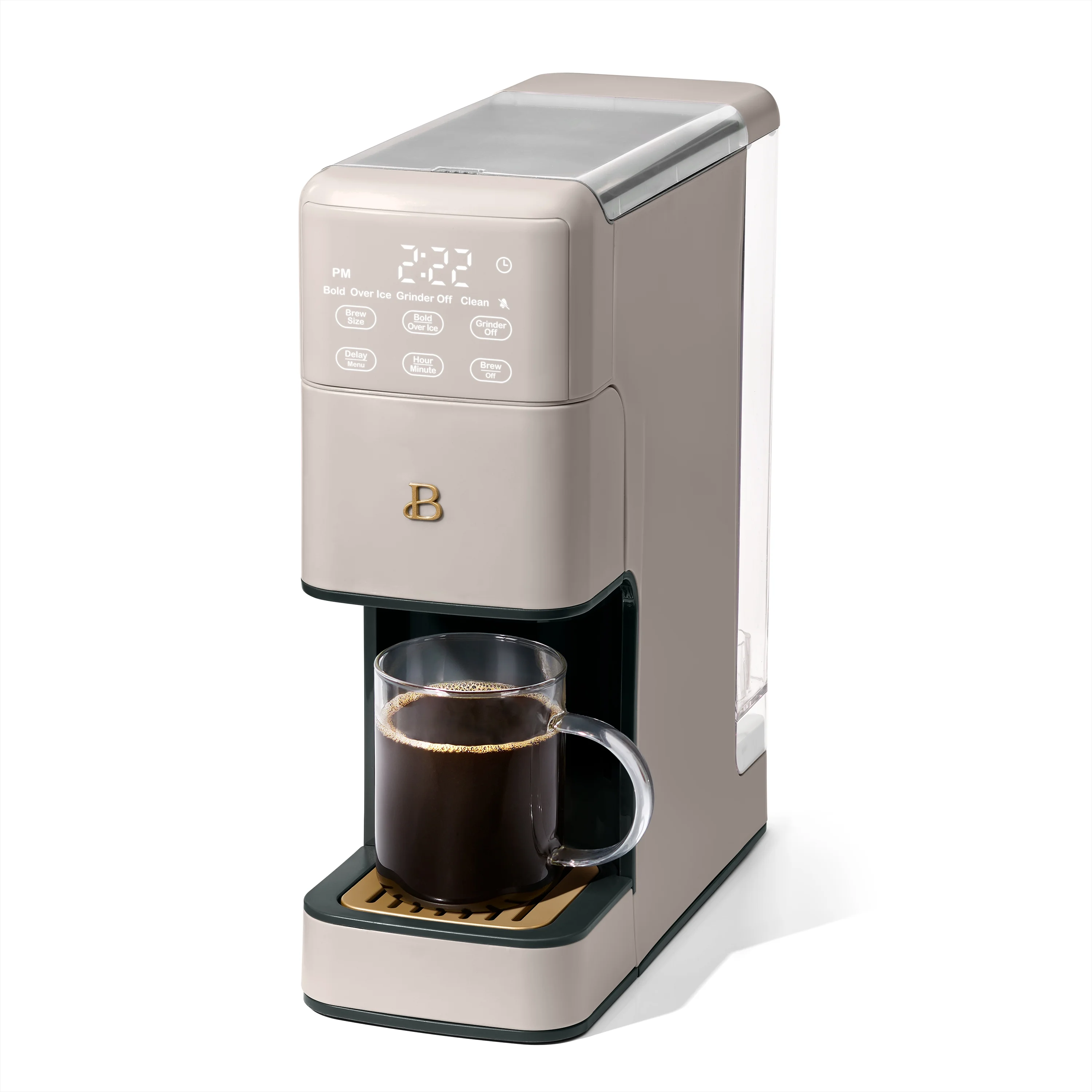 Beautiful Perfect Grind™ Programmable Single Serve Coffee Maker, Porcini Taupe by Drew Barrymore