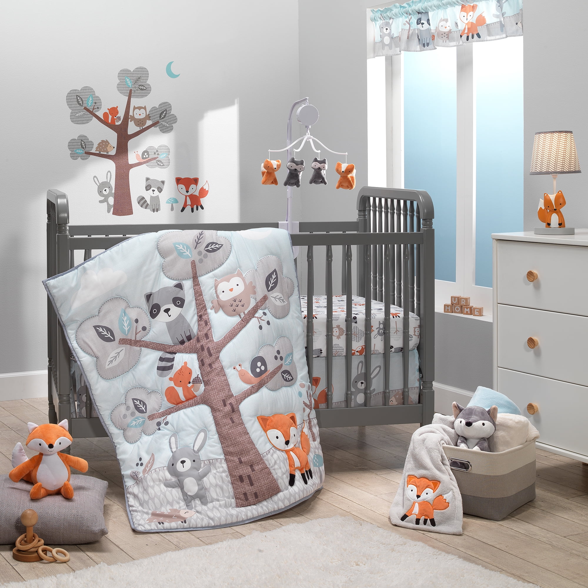 Bedtime Originals Woodland Friends 3-Piece Animals Mint/Gray Crib Bedding Set