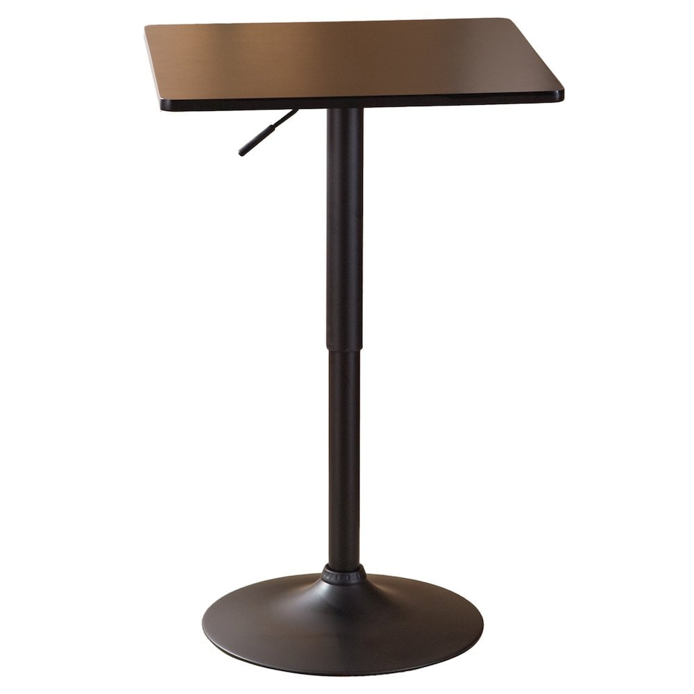Belham Square Wood and Metal Adjustable Height Bar Table in Black