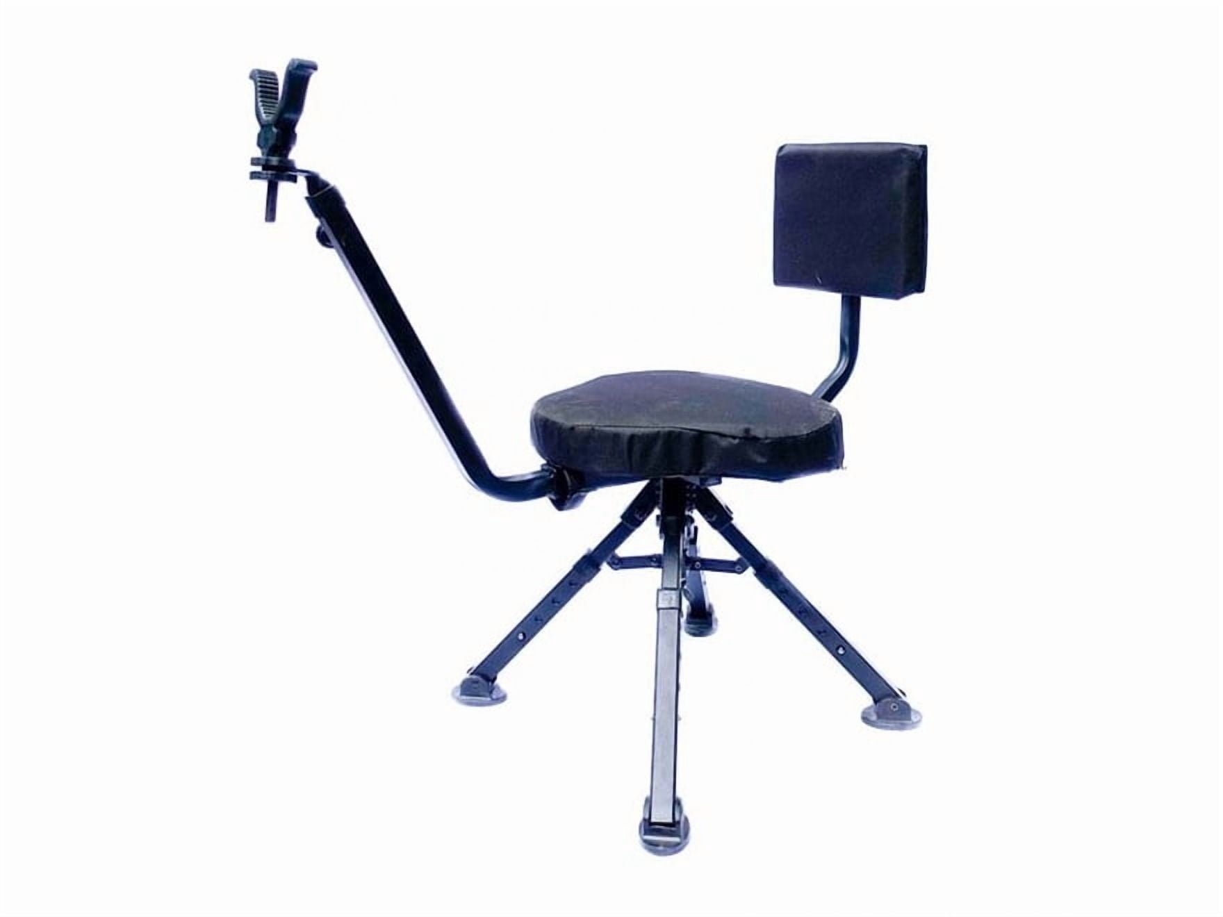 BenchMaster 4-Leg Adjustable Ground Blind Hunting Chair – 360° Swivel Shooting Chair, Portable Padded Seat with Adjustable Legs, Black