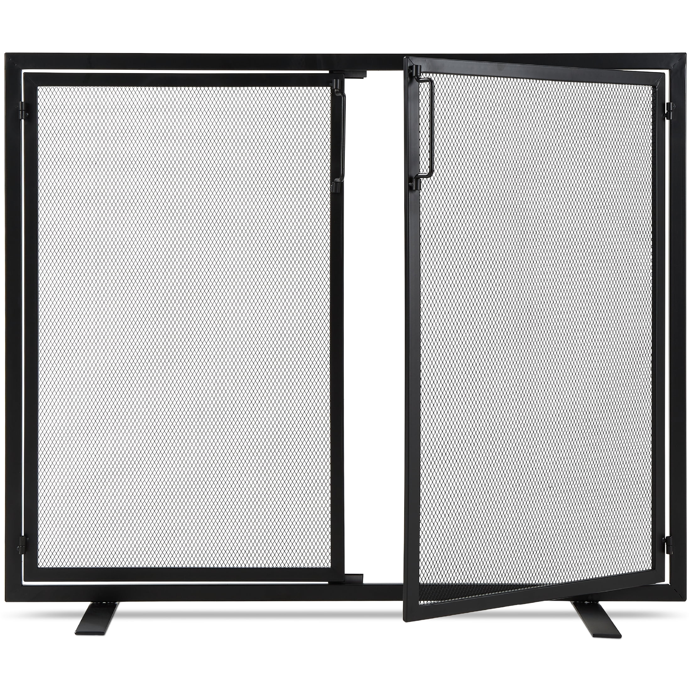 Best Choice Products 38.5x31in 2-Door Fireplace Screen, Handcrafted Wrought Iron Spark Guard w/ Magnetic Doors - Black